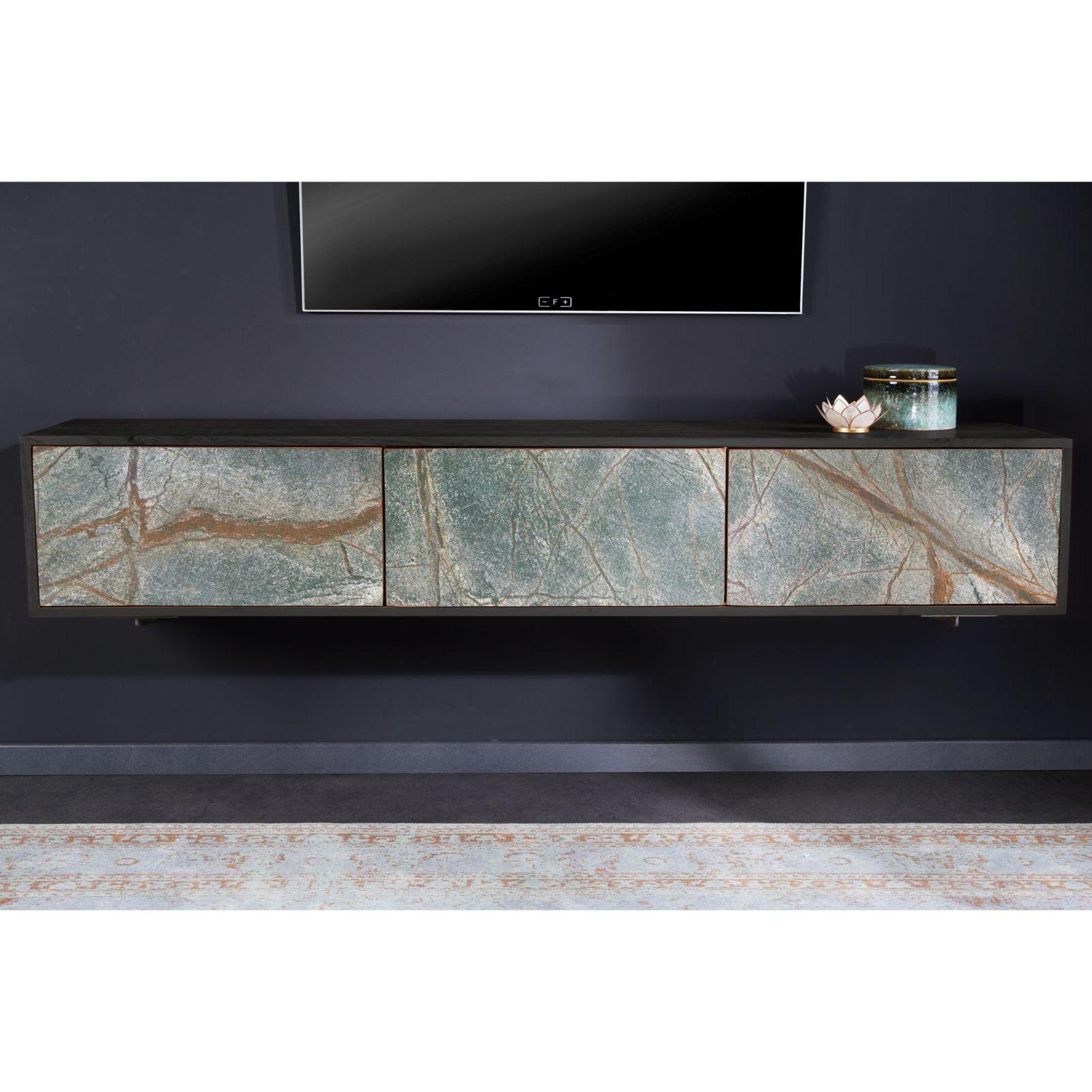 TV Möbel Wandboard Stone Natursteinfurnier Akazienholz 160