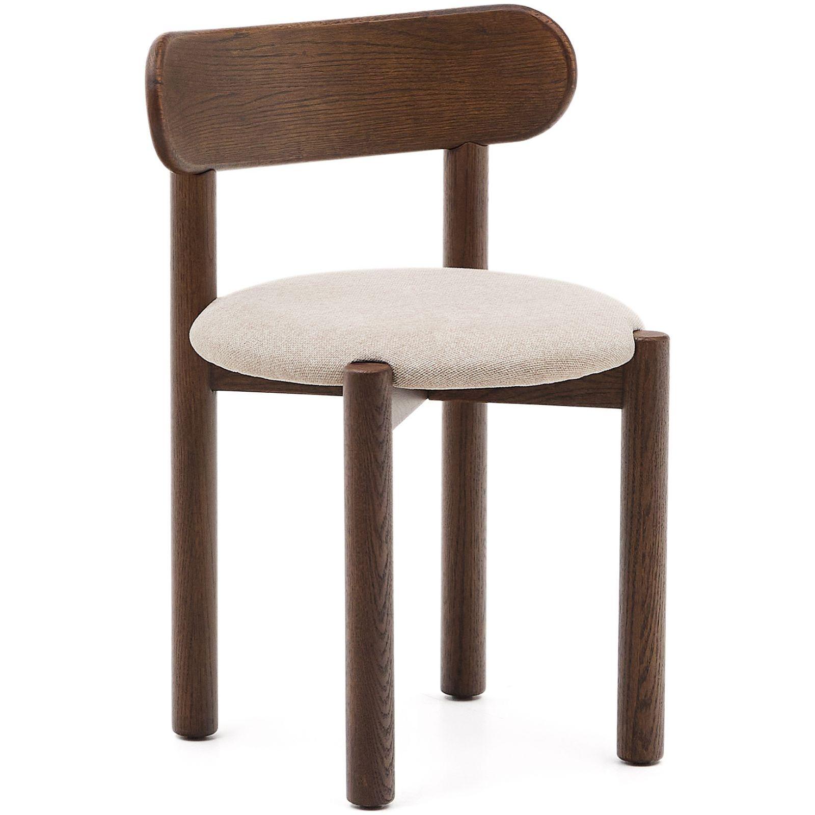 Design Stuhl Nebai Chenille braun Gestell Eichenholz nussbaum FSC