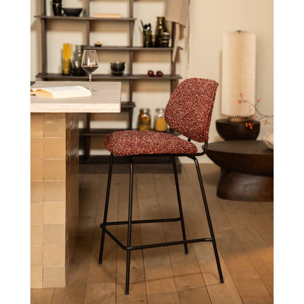 Barhocker Bella Bouclé Stoff rot Sitzhöhe 66