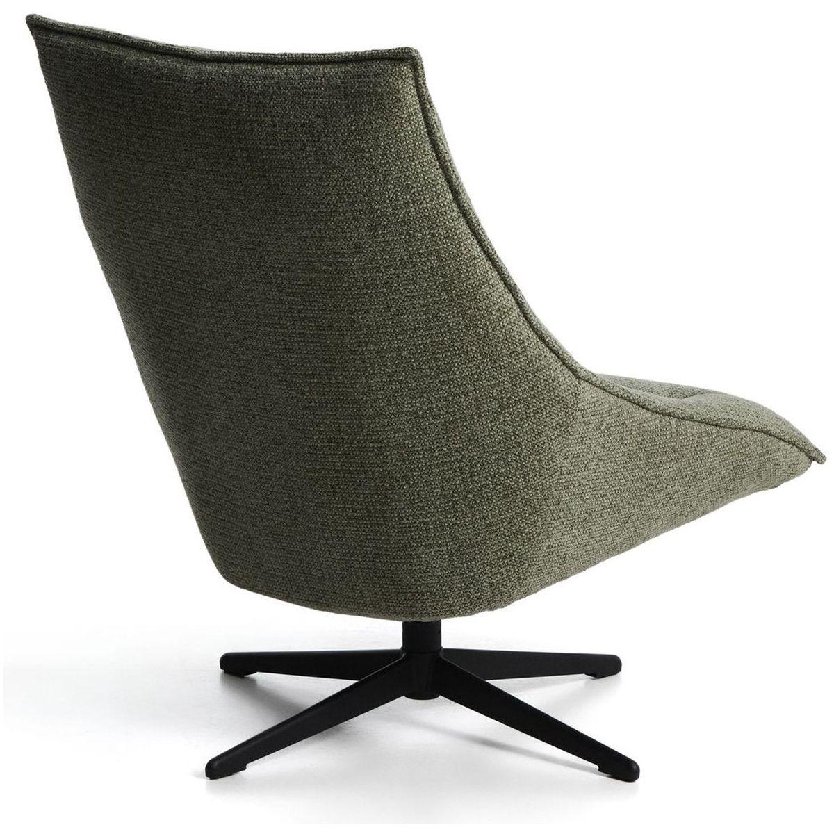 Drehsessel Dirala mit grüner Chenille und schwarz lackiertem Stahl FSC 100 %