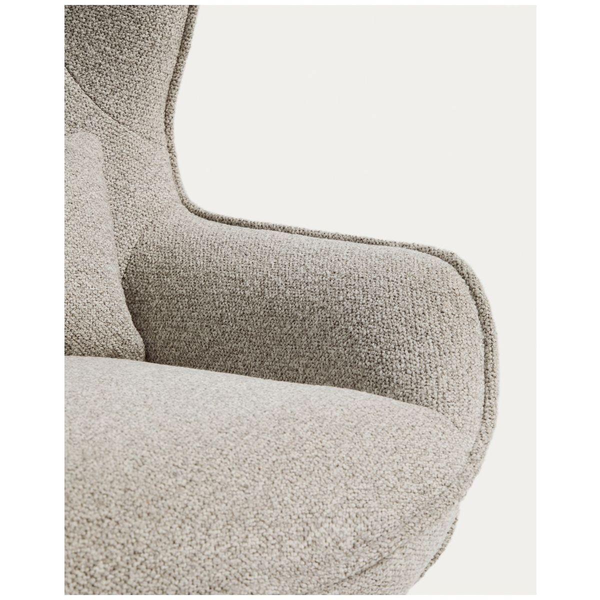 Drehsessel Sorile mit beiger Chenille und schwarz lackiertem Stahl FSC 100%