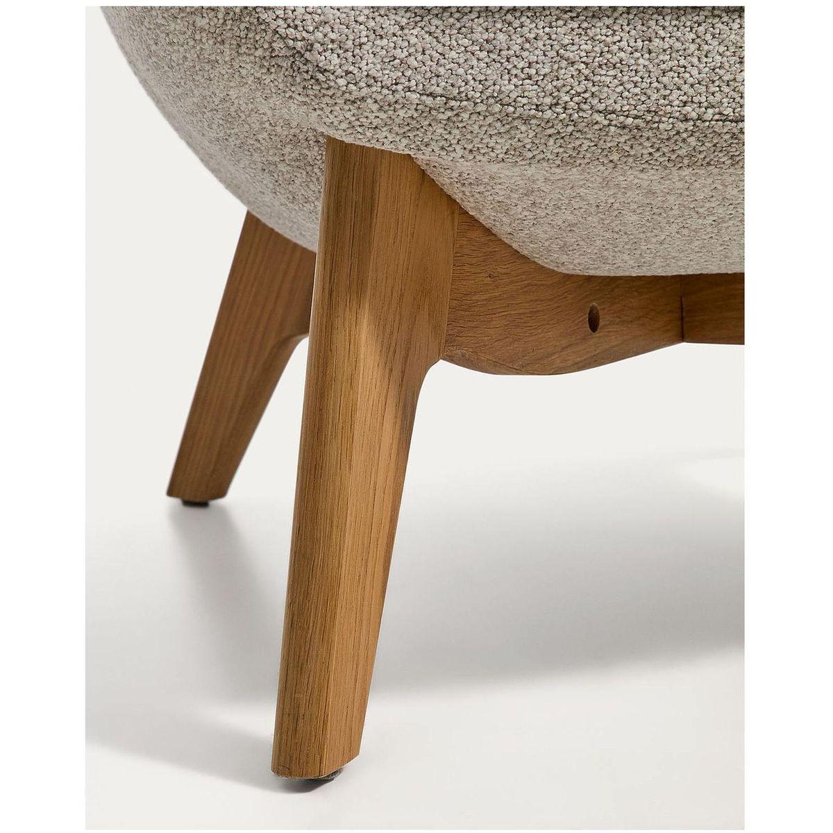 Ohrensessel Adiran dicker Chenille Beige Beinen Eichenholz massiv natur