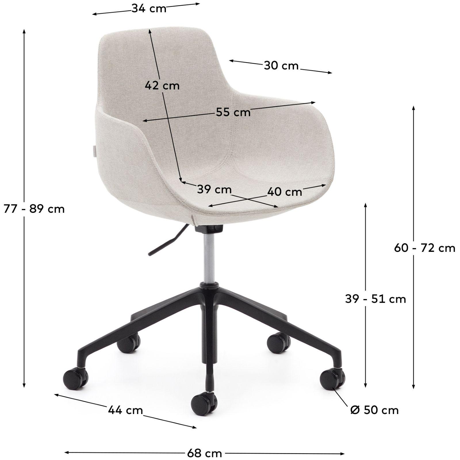 Bürodrehstuhl Tissiana Stoff beige Aluminium schwarz matt