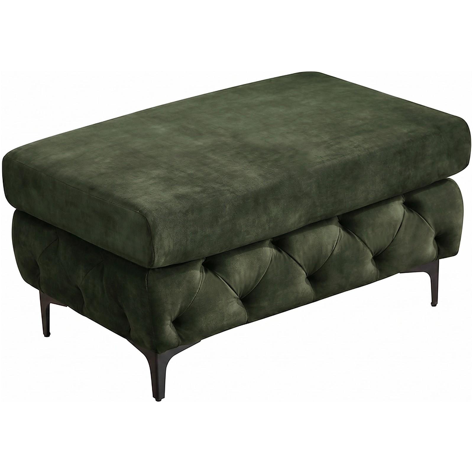 Chesterfield Polsterhocker Pomp Velvet Stoff dunkelgrün 95x62
