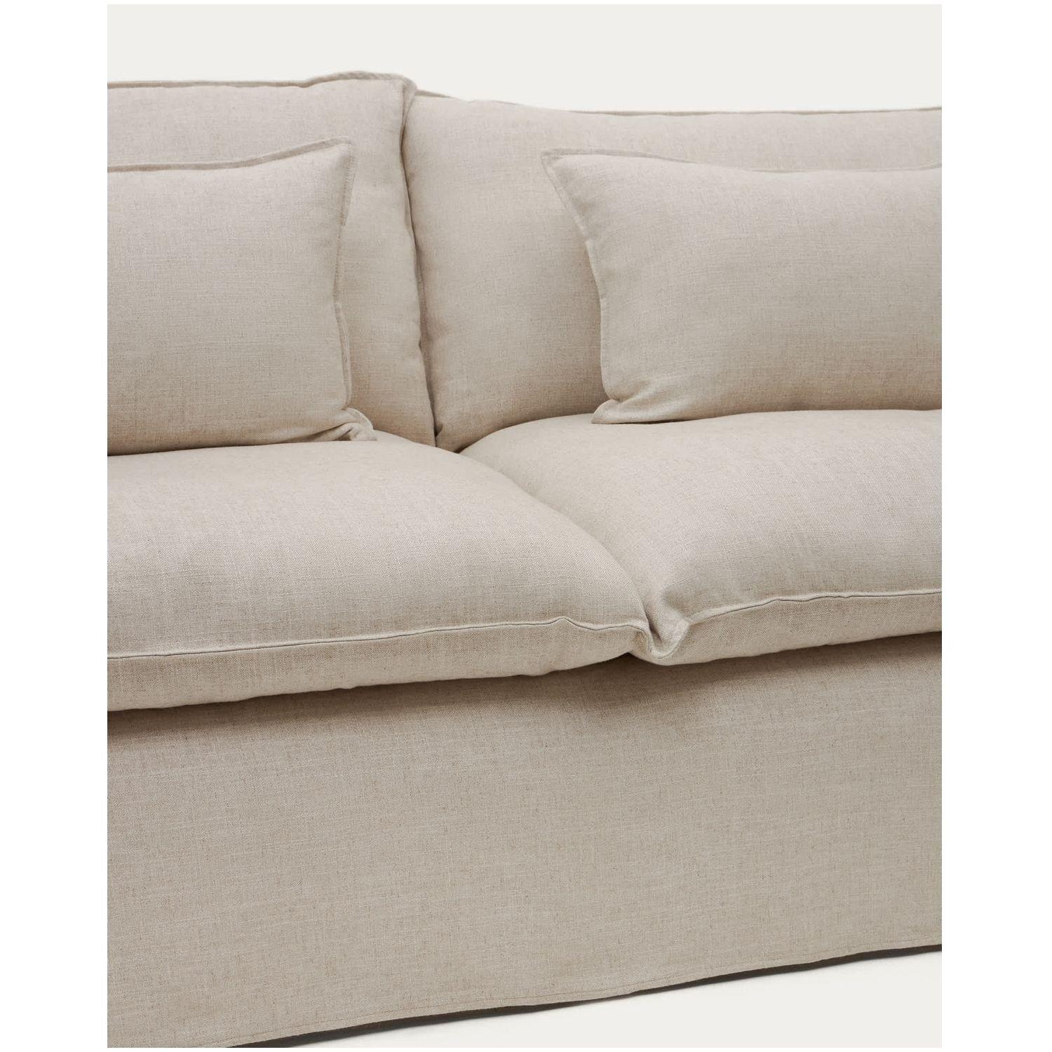 2-Sitzer-Sofa Anarela mit abnehmbarem Bezug aus Leinen und Viskose in Beige 220 cm FSC M