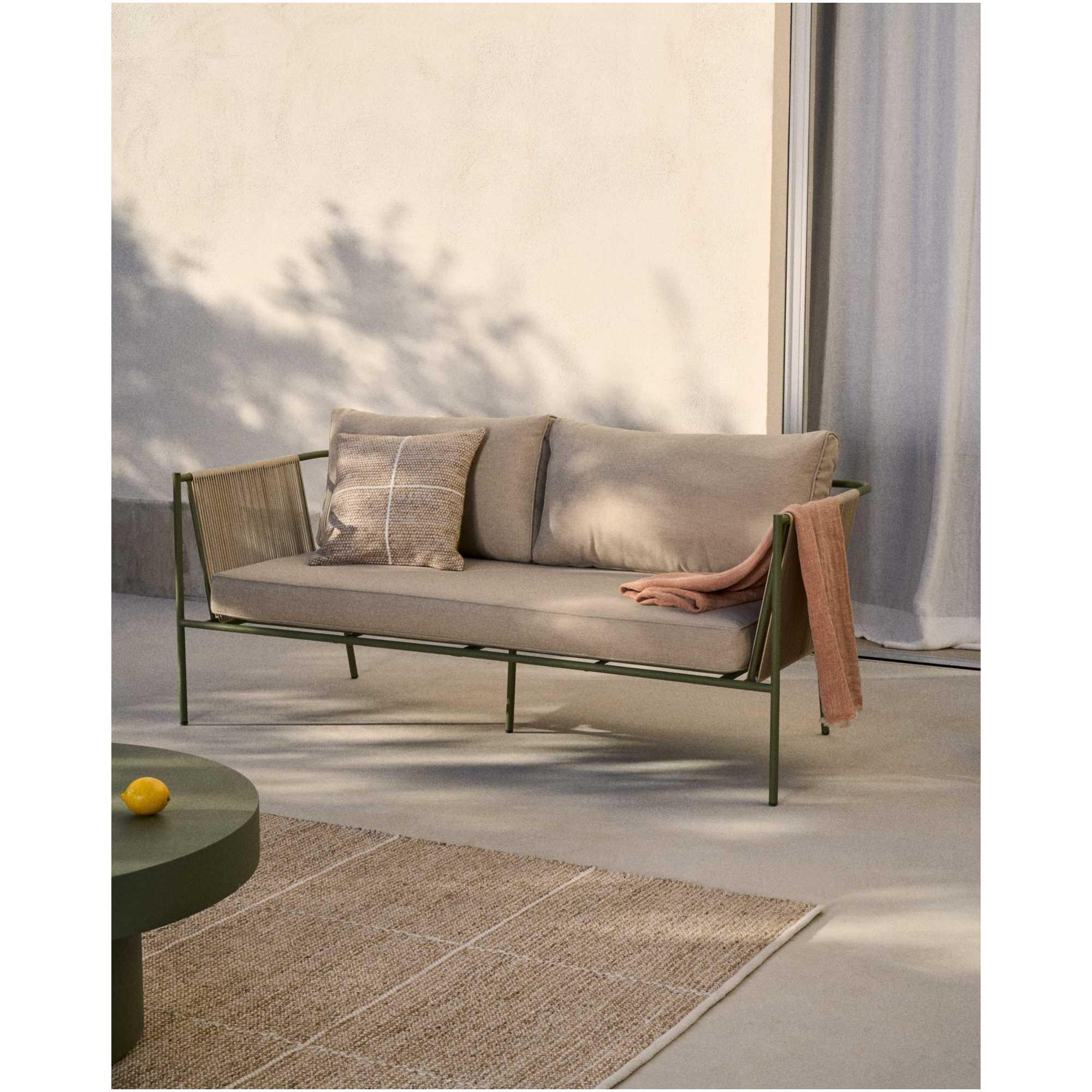 Gartensofa 2-Sitzer-Outdoor Zivia Seil ecru verzinkter Stahl grün 177.5