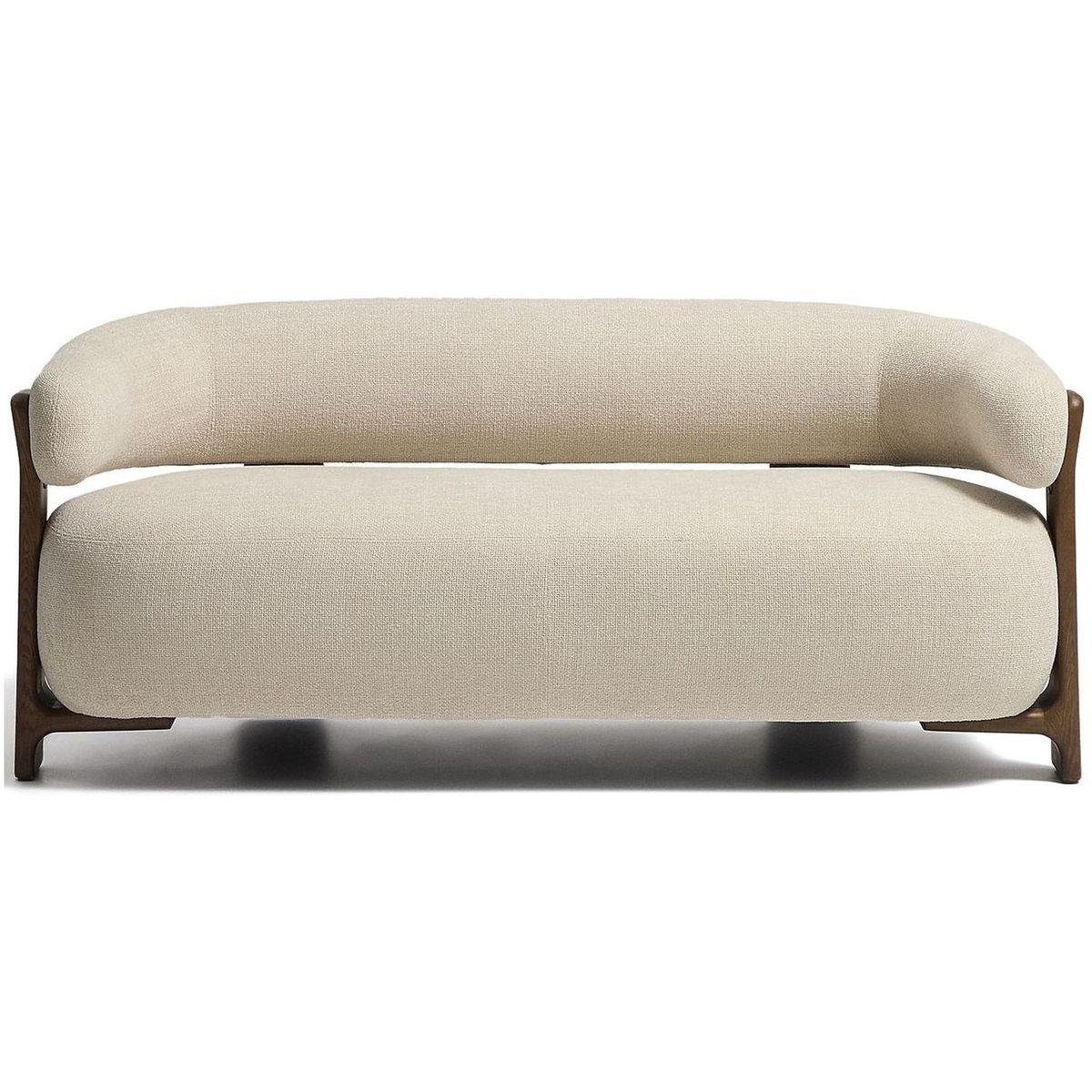 2-Sitzer Sofa Granite mit beiger Chenille und Beinen aus massivem Eschenholz mit Nussbaumfinish 155 FSC 100 %
