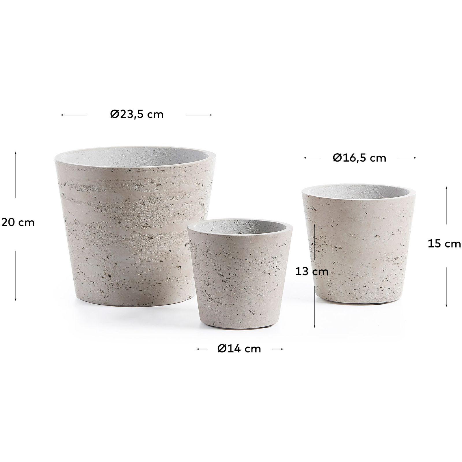 Blumentopf Low Zement grau (3er-Set)
