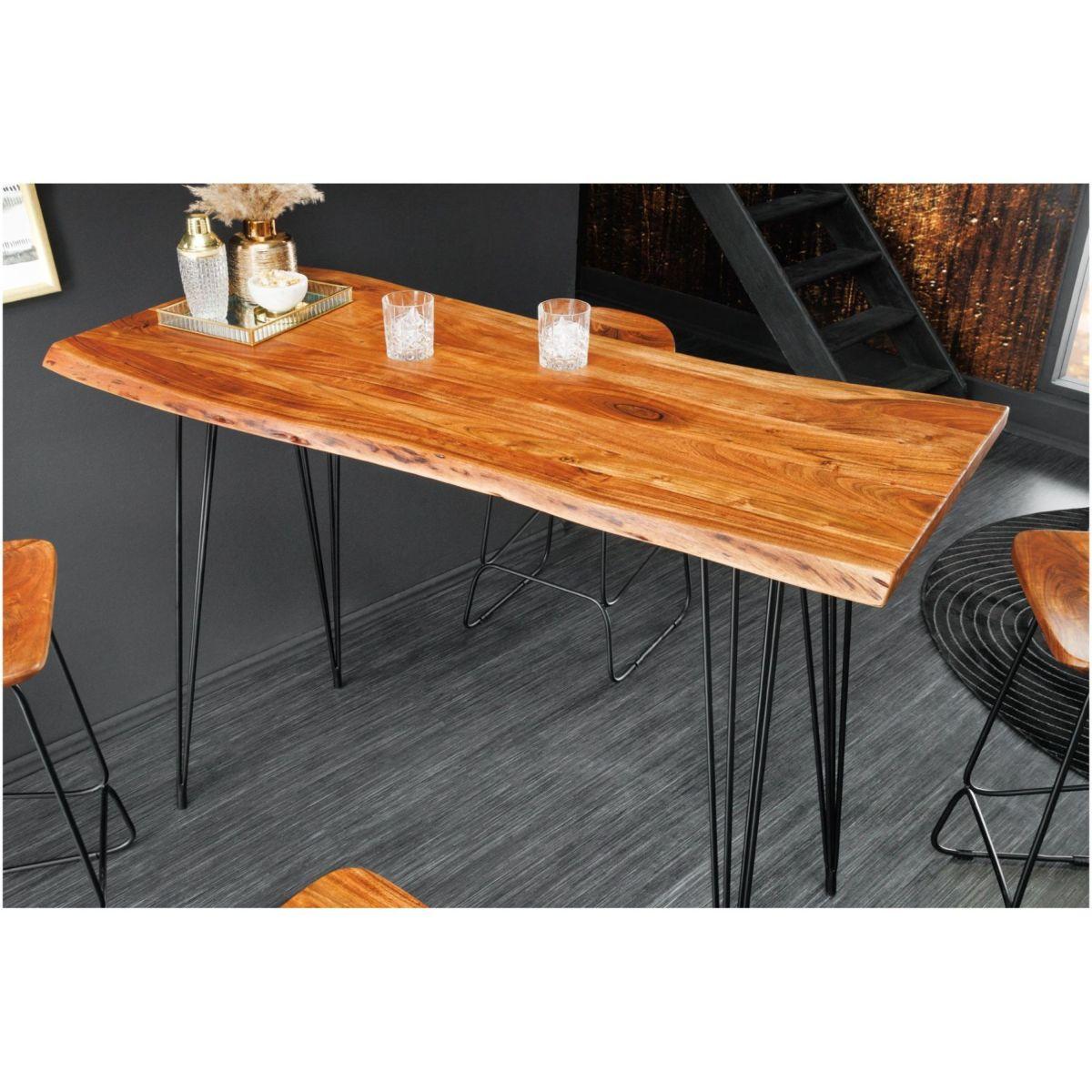 Bartisch Eclipse Baumkante Akazienholz natur 140x60