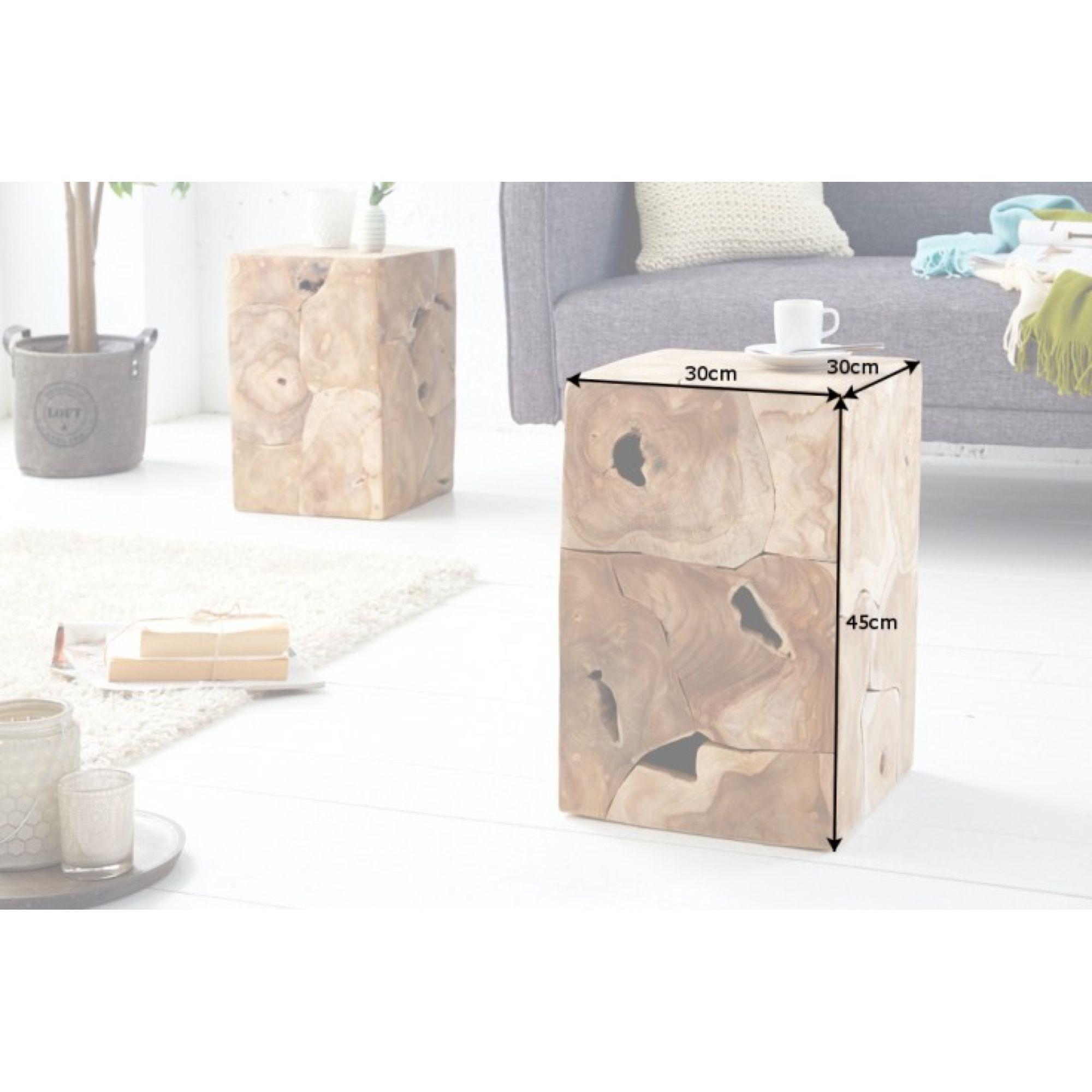 Beistelltisch Holzhocker Tralia Wurzel 30x30 Teakholz Unikat