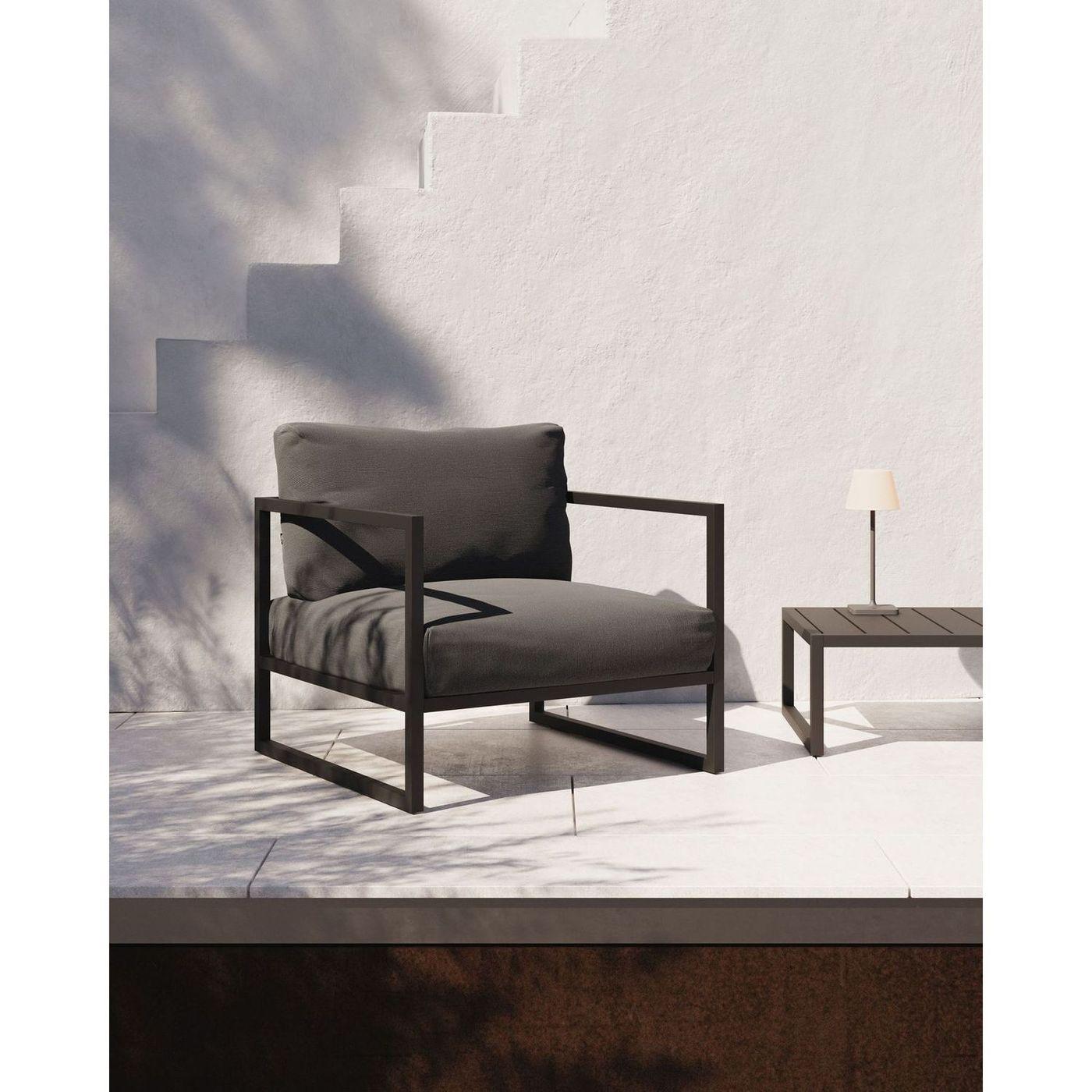 Gartensessel Aluminium Comova 1-Sitzer dunkelgrau schwarz