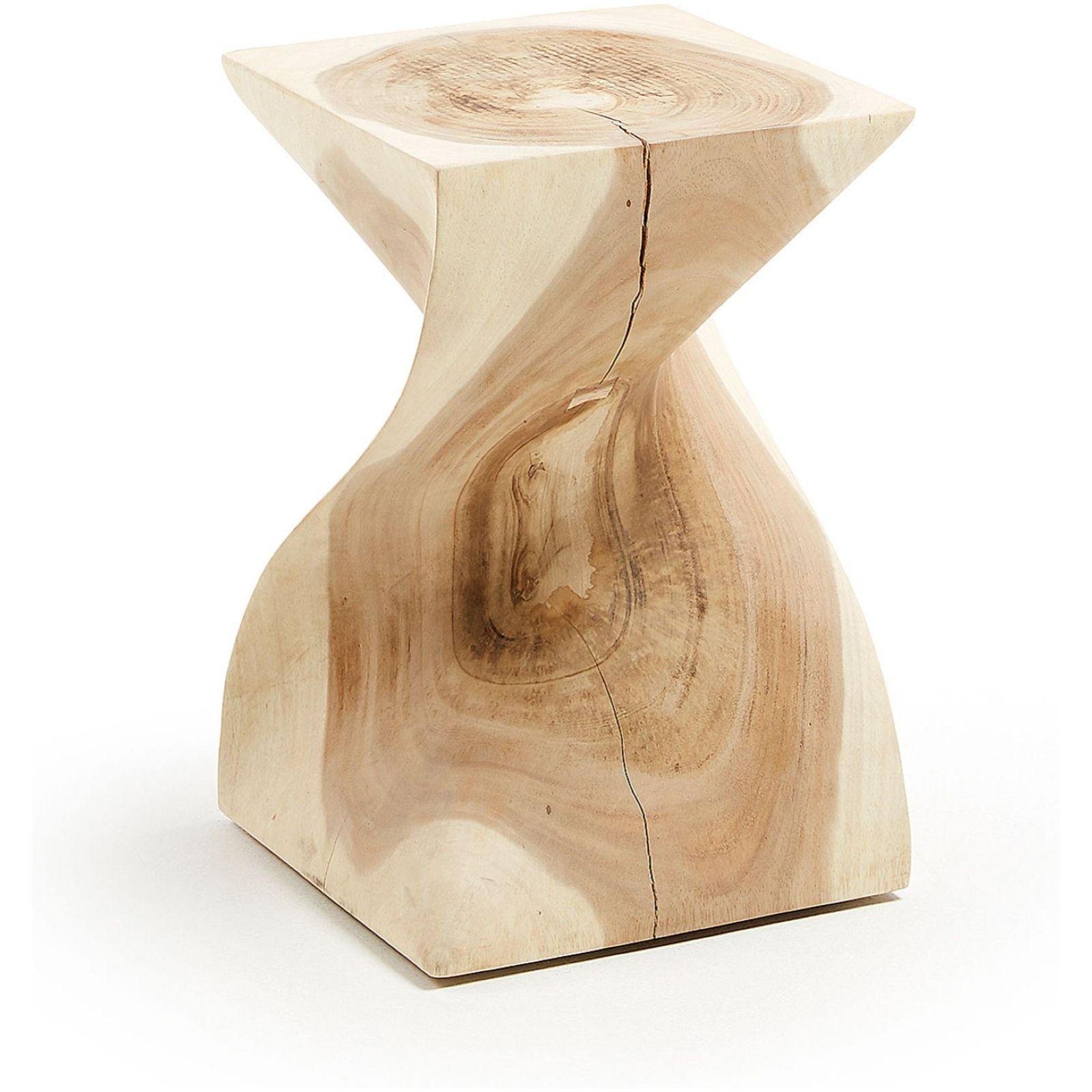 Beistelltisch Holzhocker Hakon Mungurholz Twisted Close 30x30 UNIKAT