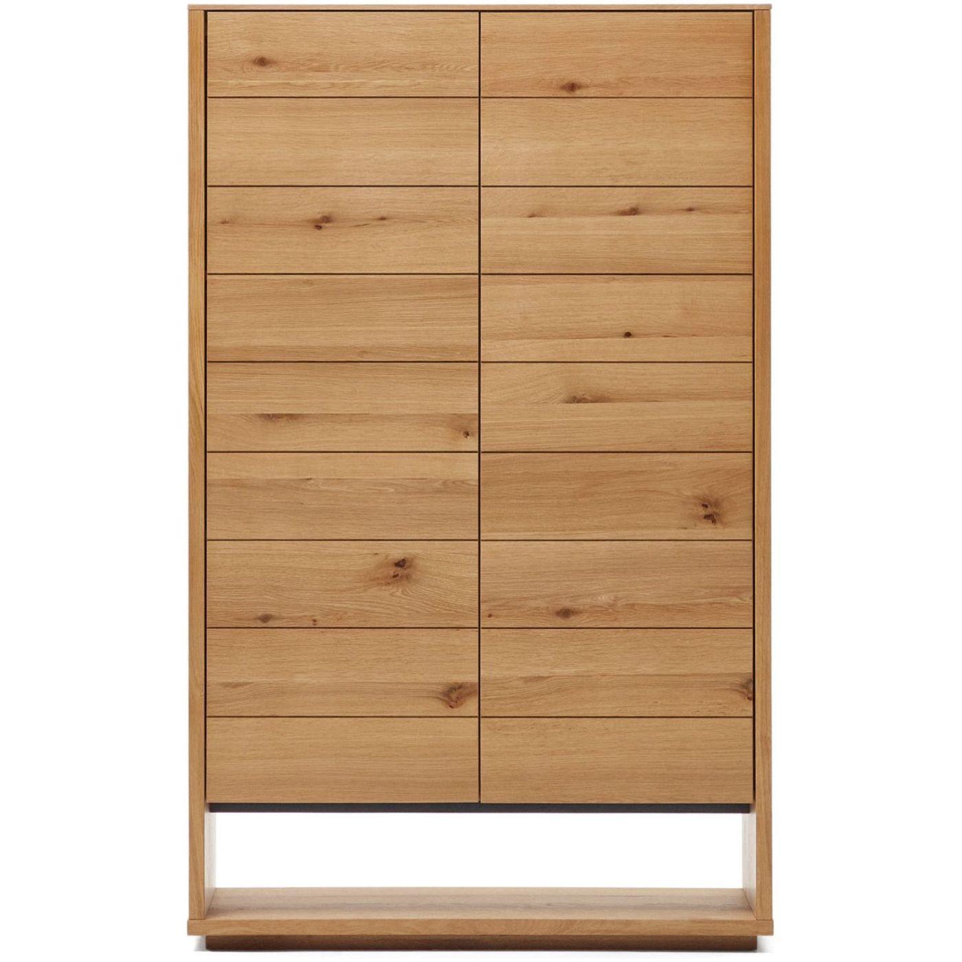 Highboard Alguema 2 Türen aus Eichenfurnier mit natürlichem Finish 100x163.5