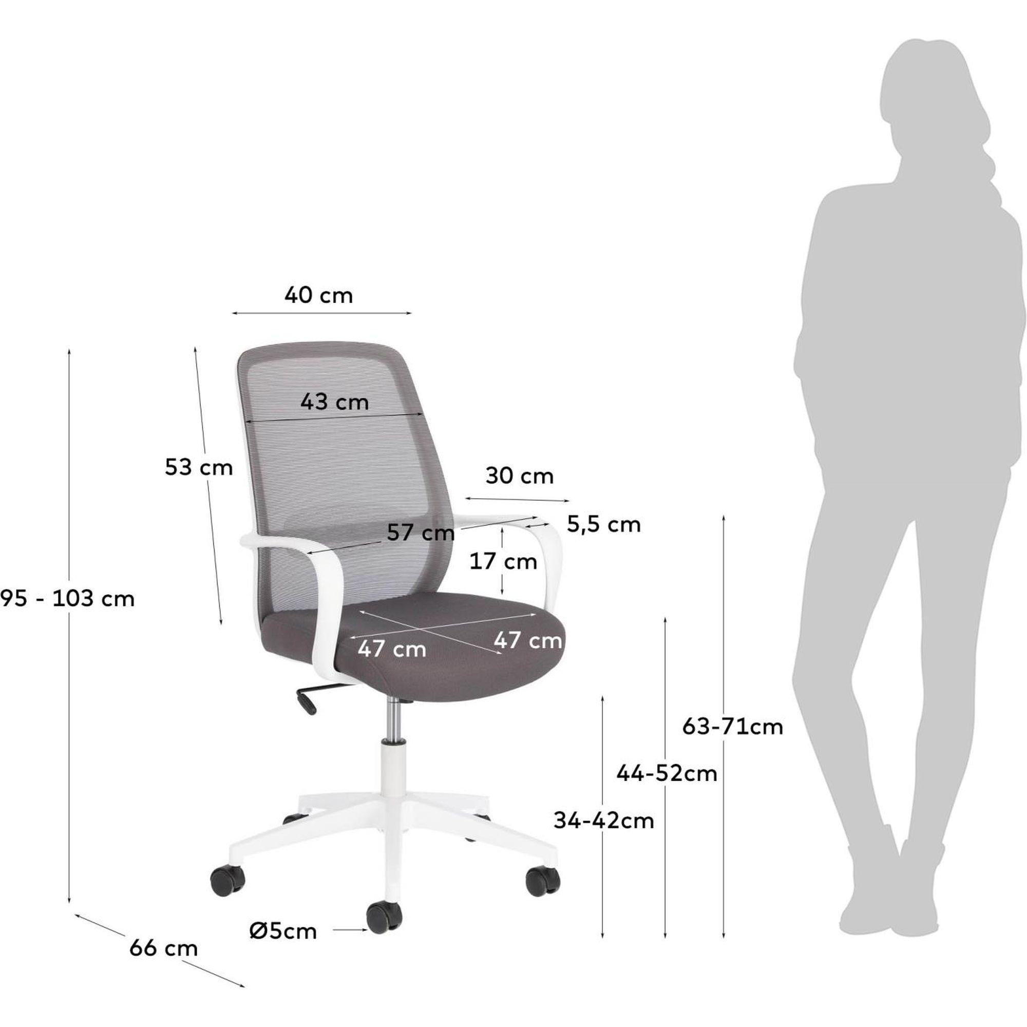 Bürodrehstuhl Melva grau weiss