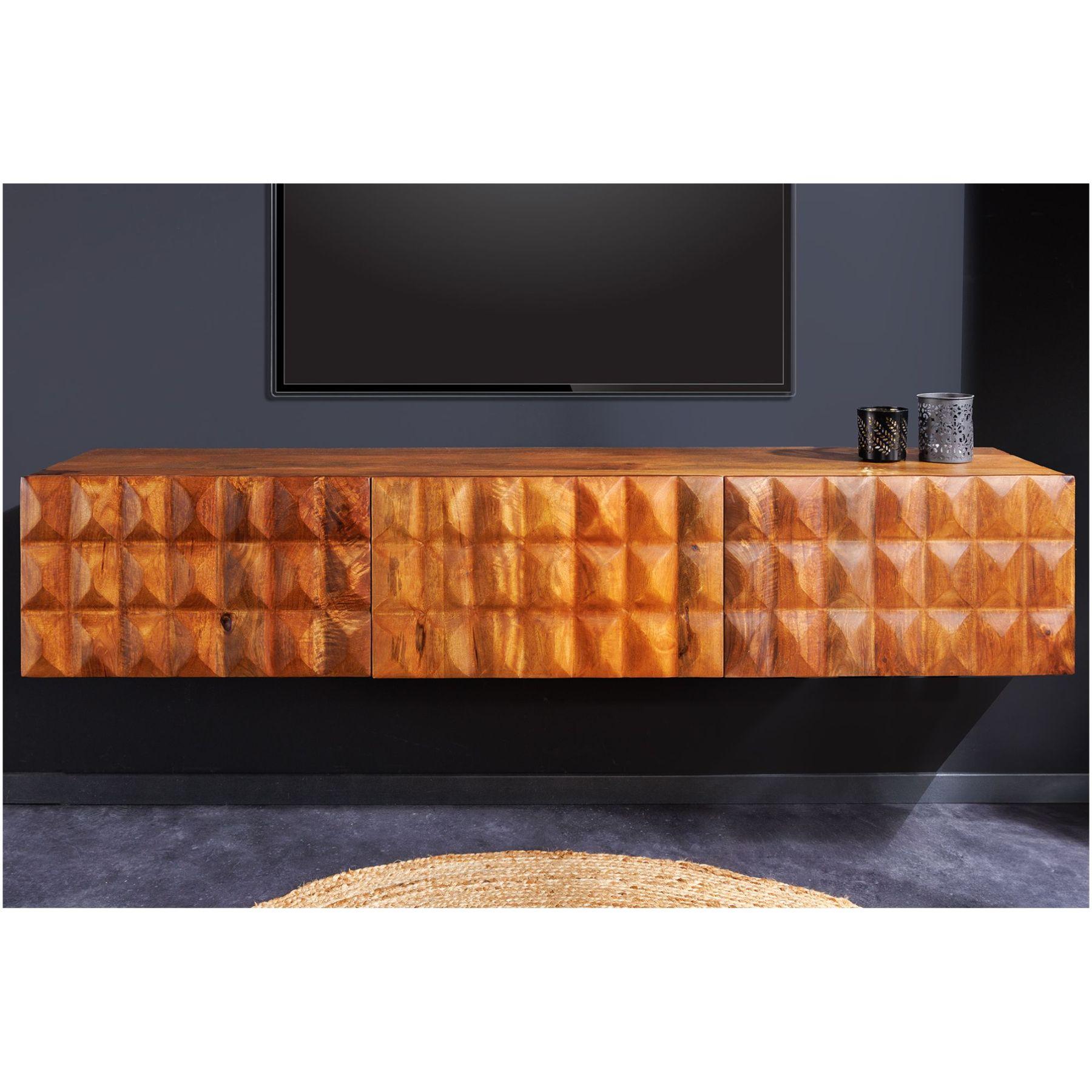 TV Wand Hängeschrank Vintage Cuben 160 braun Mangoholz