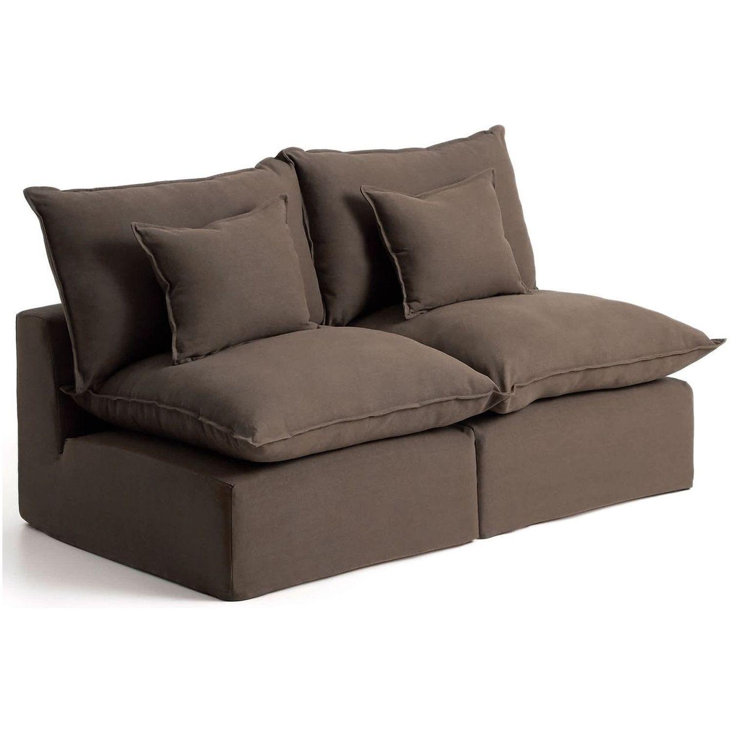 2-Sitzer-Modularsofa Anarela mit abnehmbarem Bezug aus Leinen in Taupe 180 cm FSC Mix Cr