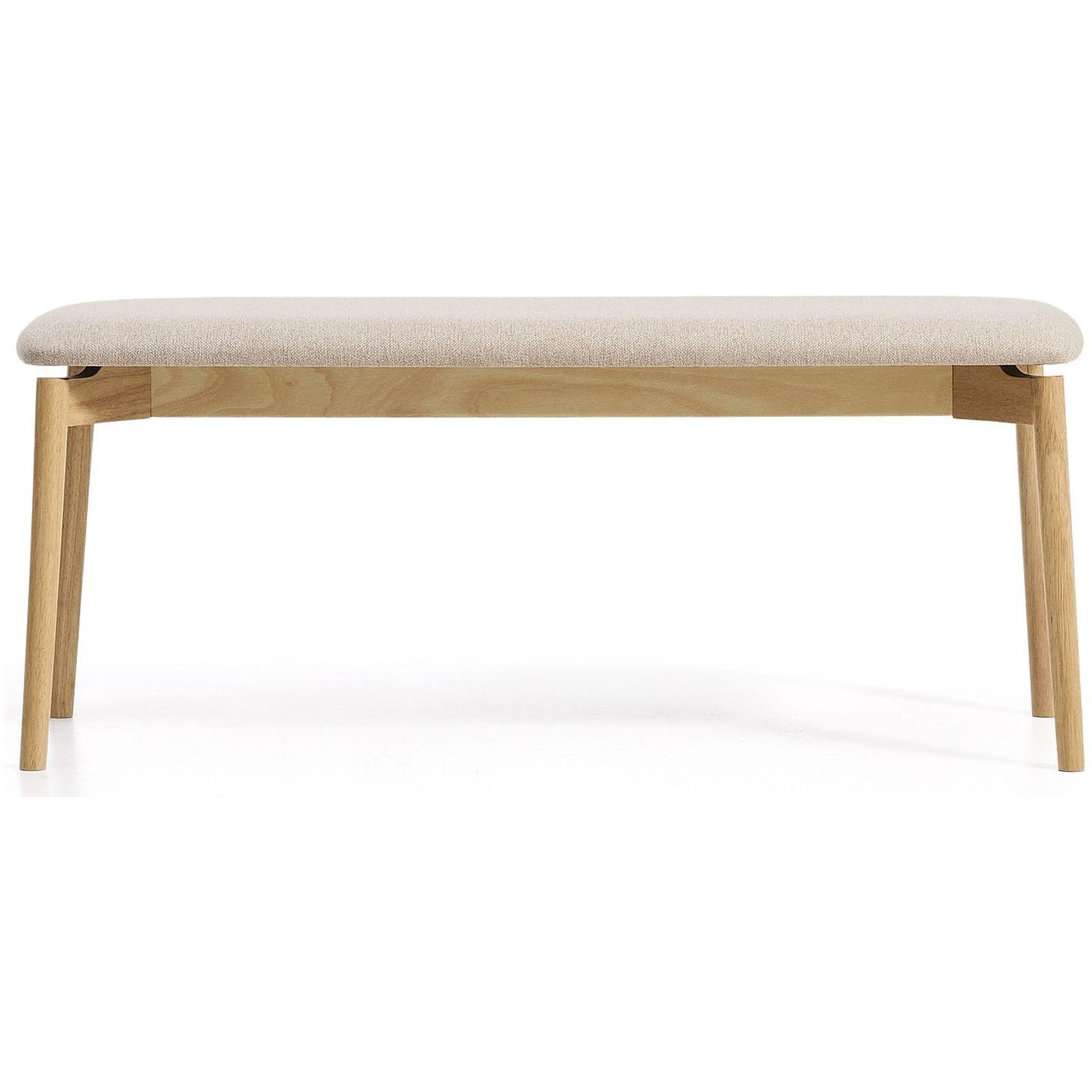 Bank Evera aus Eichenfurnier mit naturfarbenem Finish und beiger Chenille 122 cm