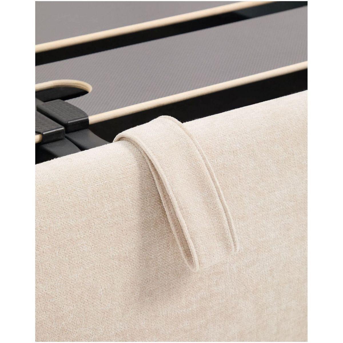 Abziehbares Bett Dafra aus beigefarbener Chenille mit Klappbettkasten - Grösse: 180x200