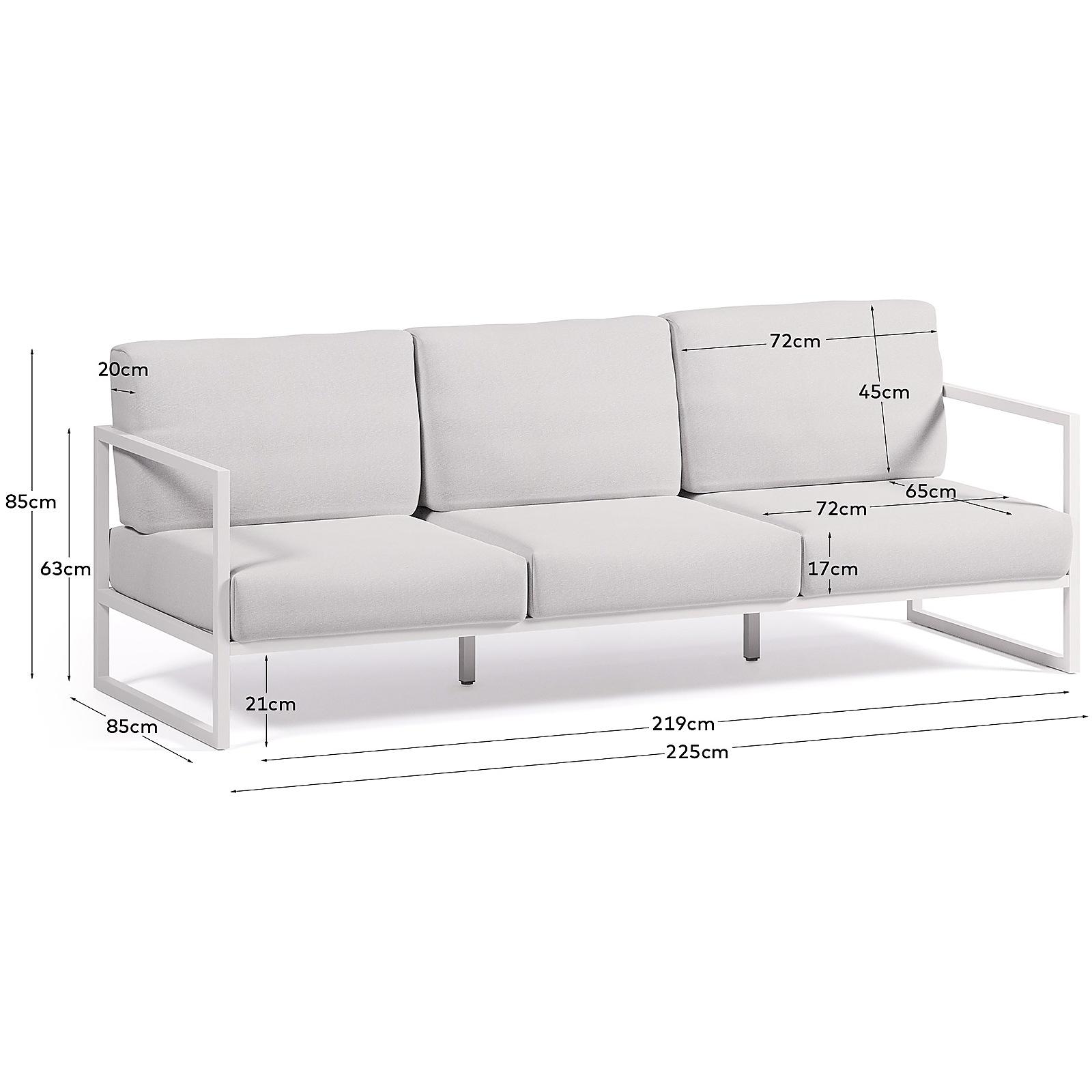 Comova 3-Sitzer-Sofa 100% weiss und Aluminium weiss 222 cm
