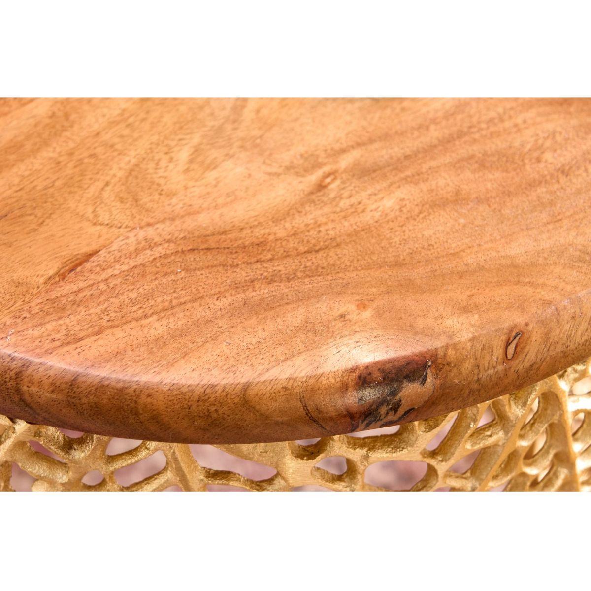 Beistelltisch Abstract Metall gold Akazienholz (2er-Set)