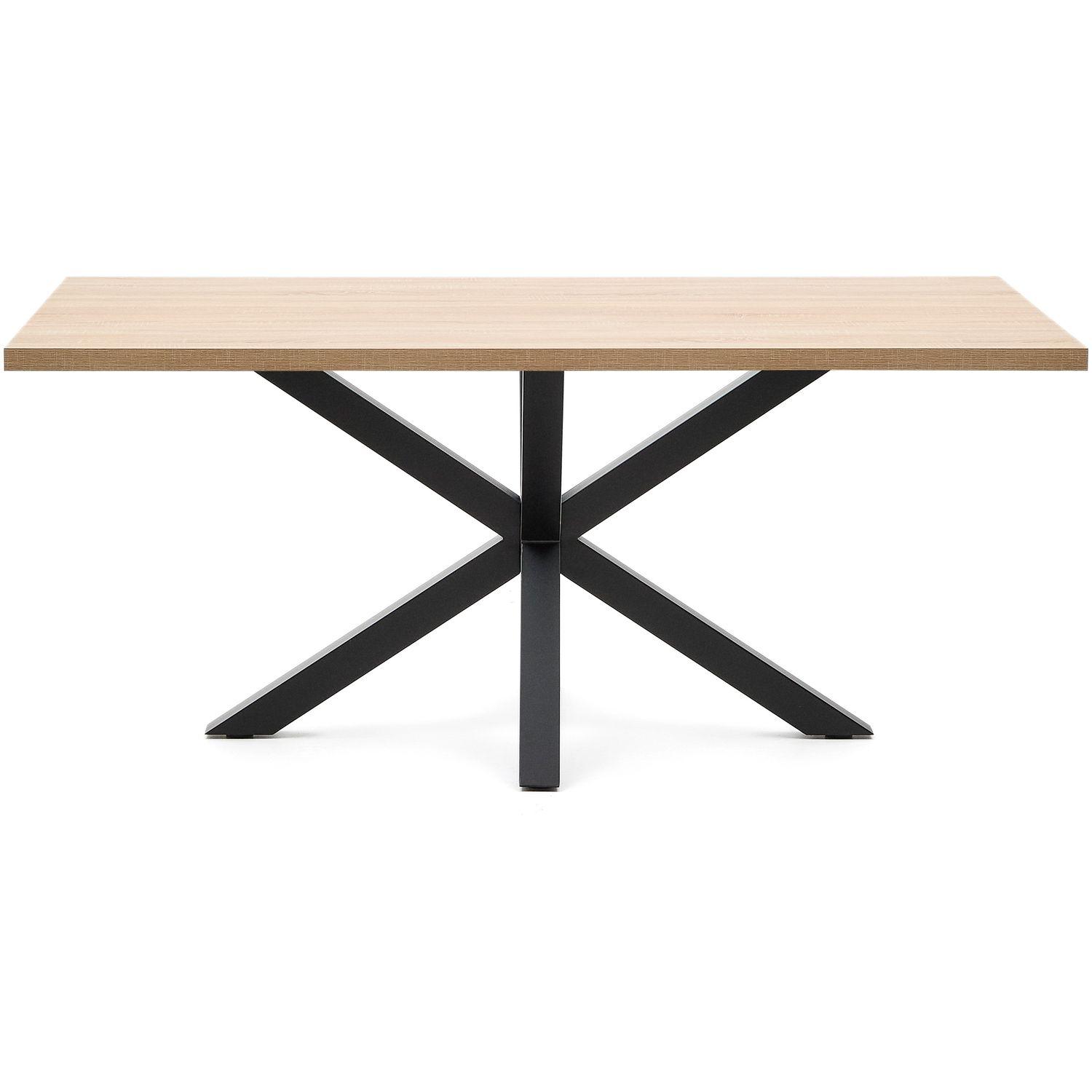 Argo Tisch 180 x 100 cm mit Melamin natur und schwarzen Stahlbeinen