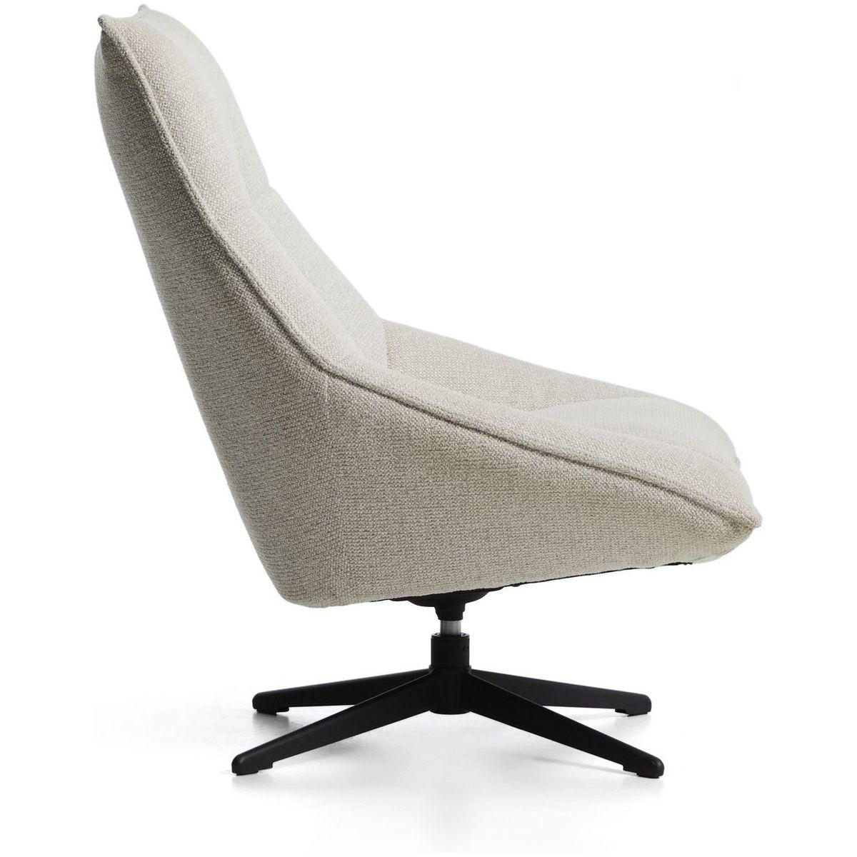 Drehsessel Dirala mit beiger Chenille und schwarz lackiertem Stahl FSC 100 %