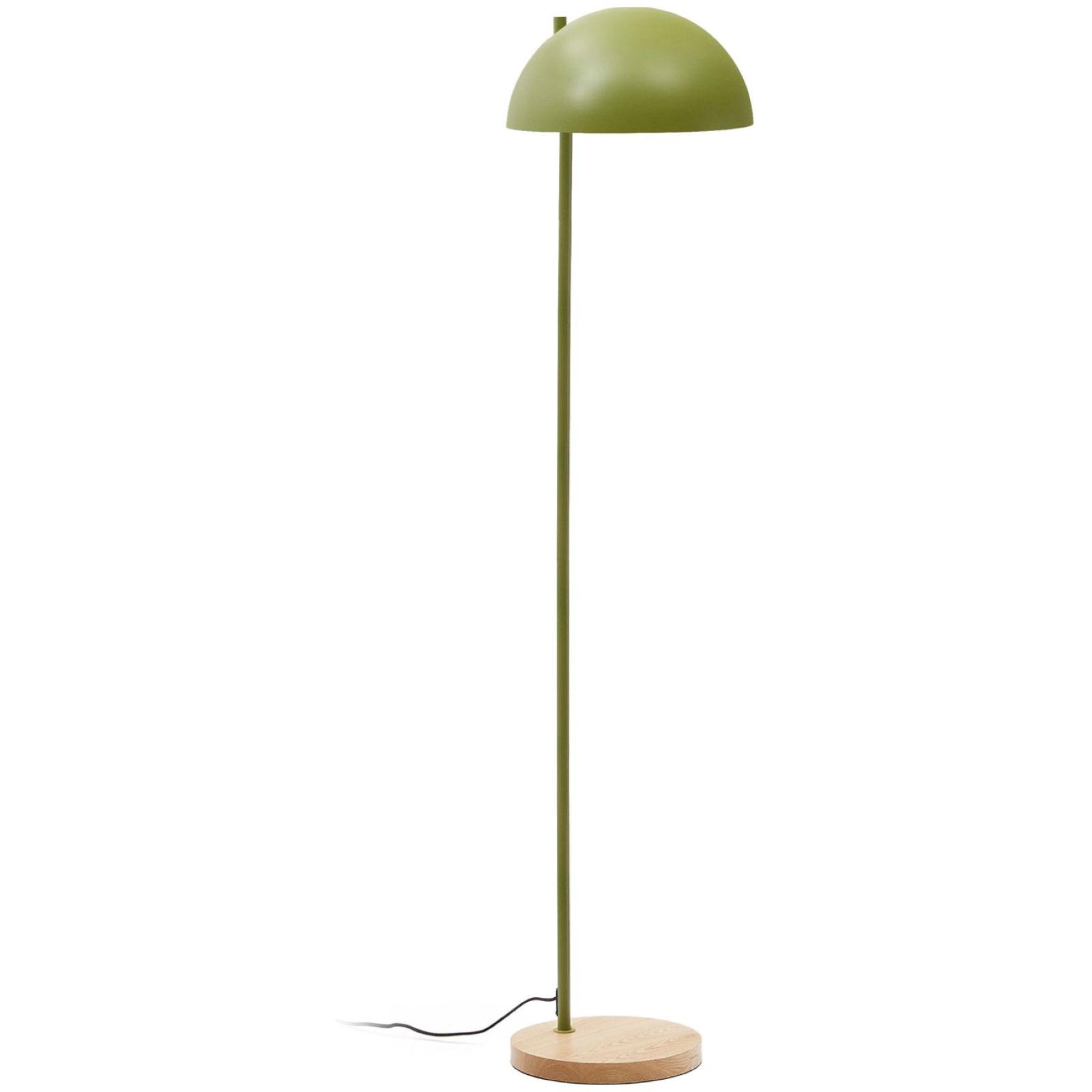 Catlar Stehlampe aus Eschenholz und Metall mit grünem Lackfinish