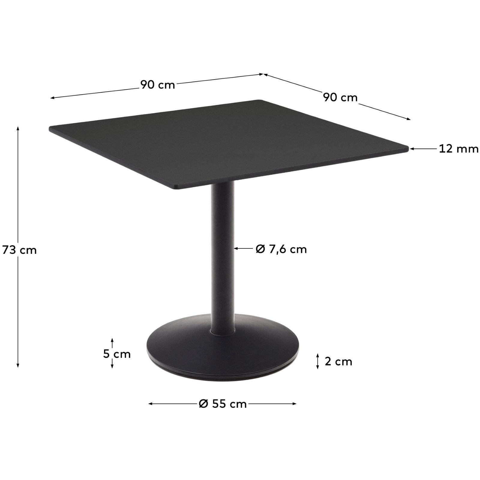 Gartentisch quadratisch Outdoor Esilda Platte HPL-Platte schwarz Gestell Metall schwarz 90x90