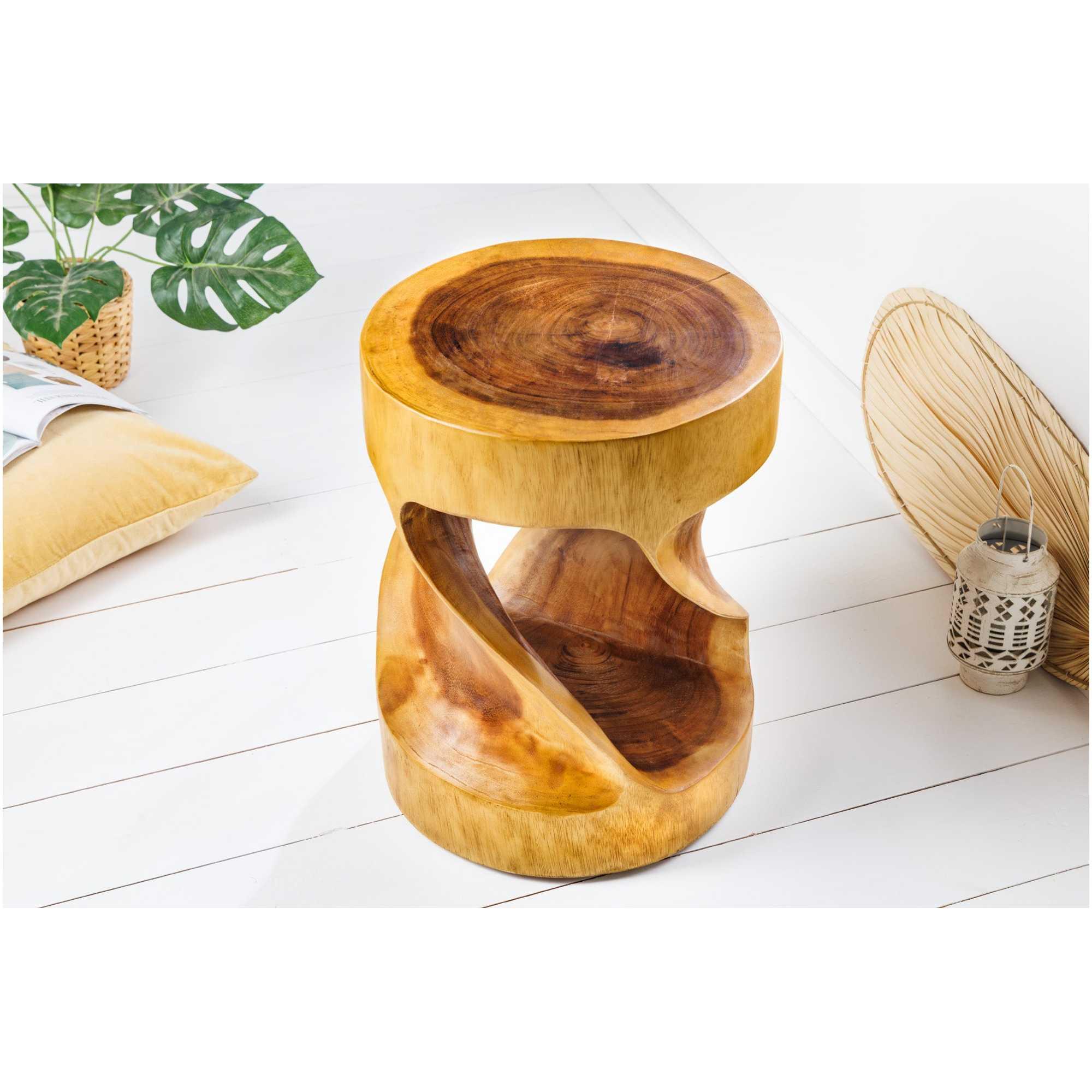 Beistelltisch Holzhocker Twisted Suarholz Unikat