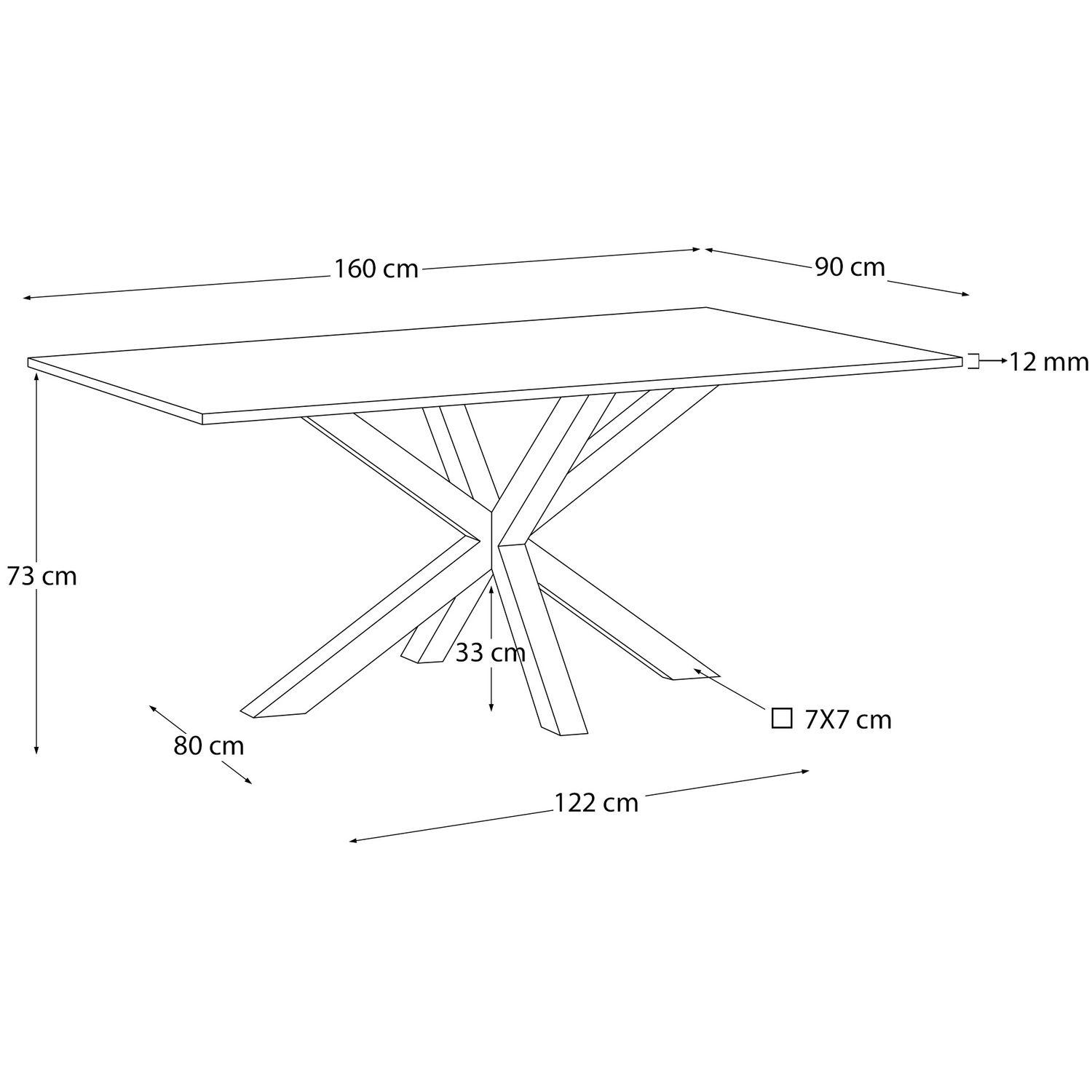 Argo Tisch aus Glas und Stahlbeine mit schwarzem Finish 160 x 90 cm