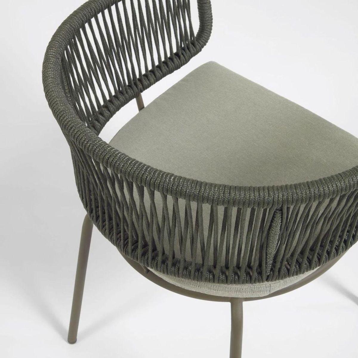 AUSSTELLUNGSSTÜCK Gartenstuhl mit Armlehne Aluminium Seil grün