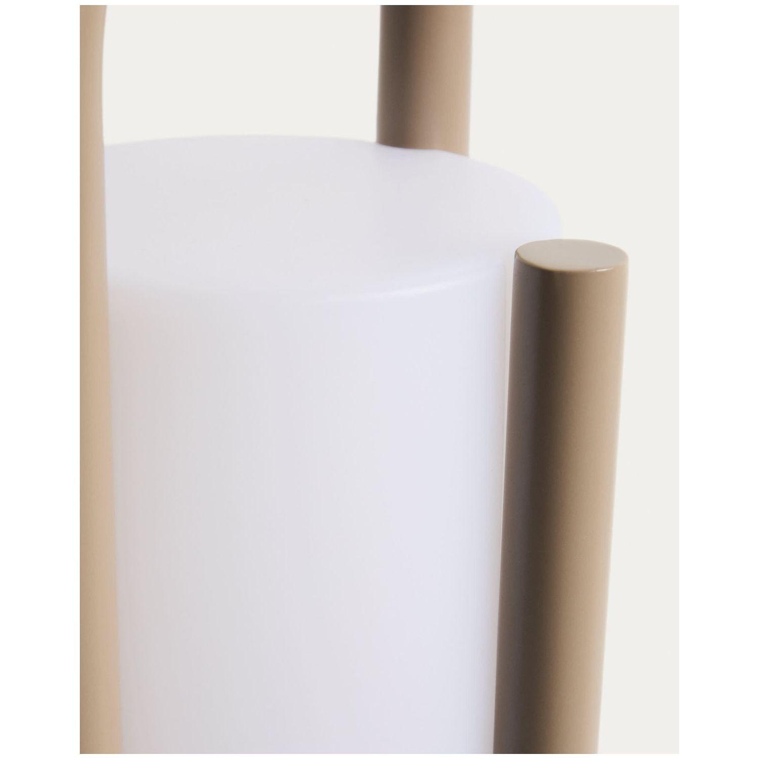 Grosse tragbare Tischlampe Leros aus Polyethylen und taupefarbenem Stahl