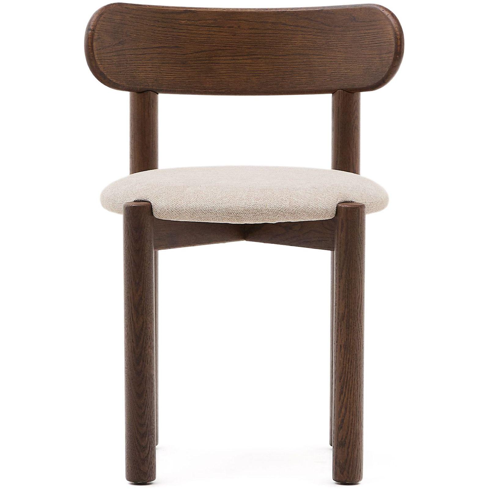 Design Stuhl Nebai Chenille braun Gestell Eichenholz nussbaum FSC