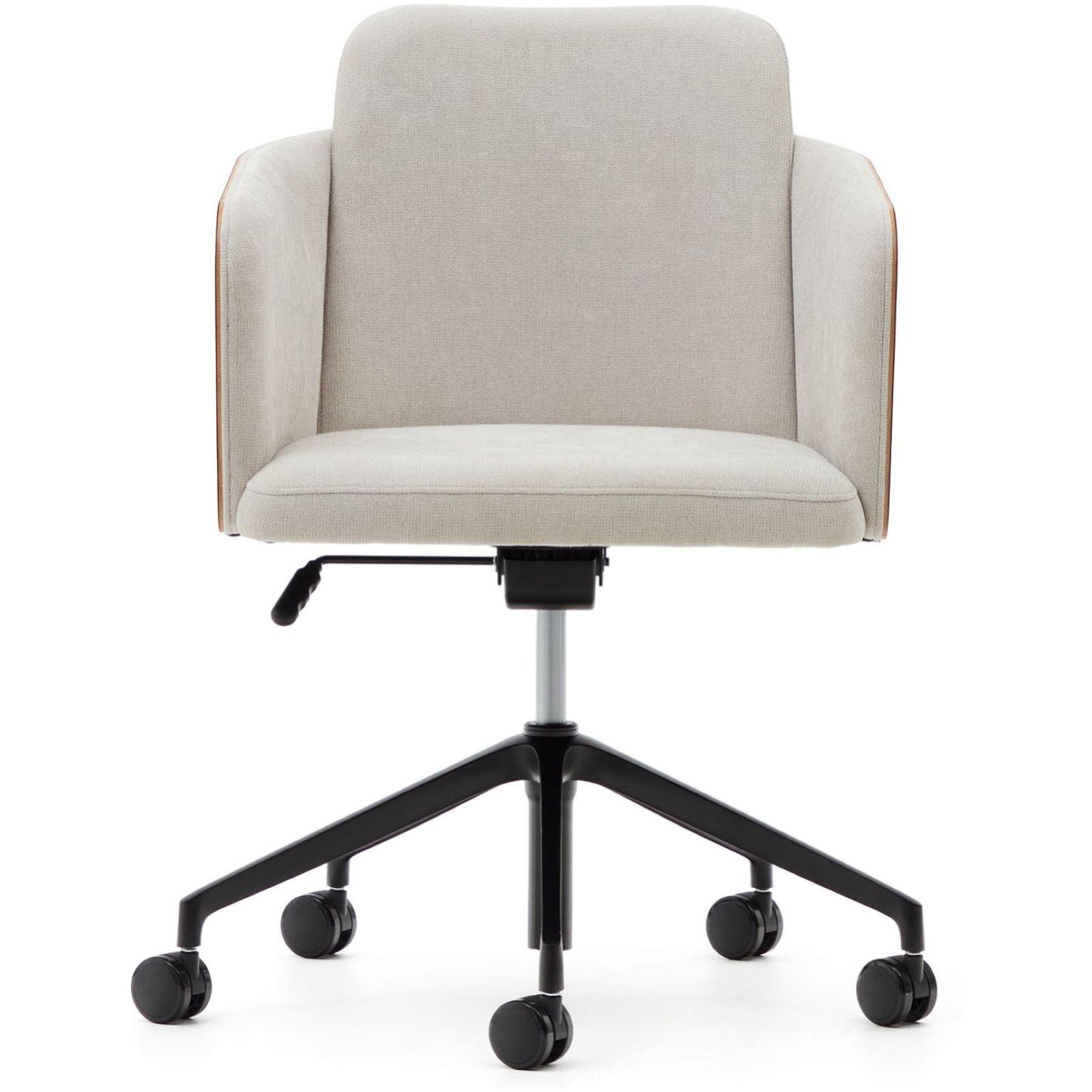 Bürodrehstuhl Madai Chenille Stoff beige Eschenfurnier natur FSC
