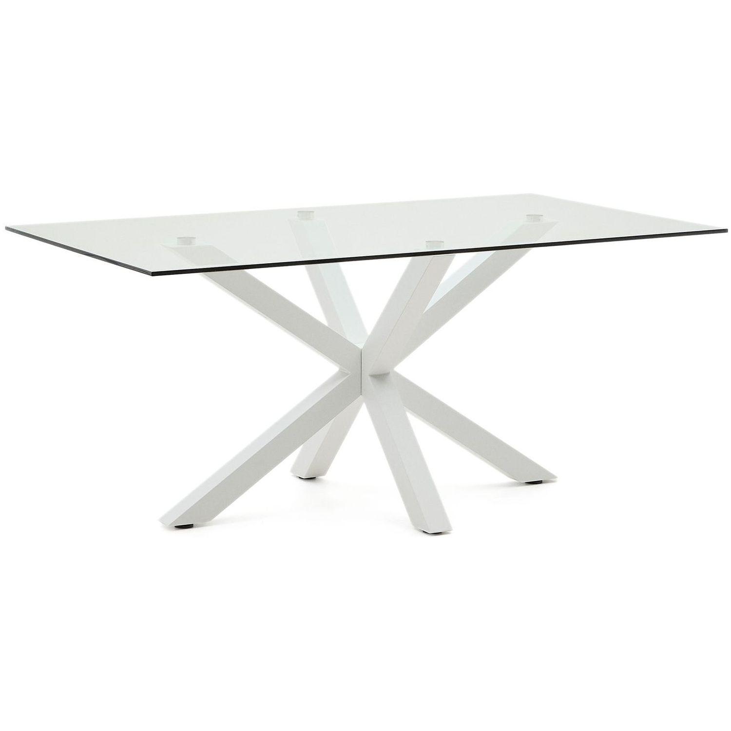 Argo Tisch aus Glas und Stahlbeine weiß 160 x 90 cm