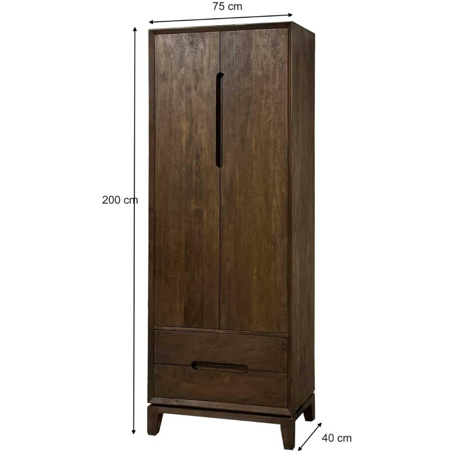 Holzschrank Nino Mangoholz massiv braun 75x200