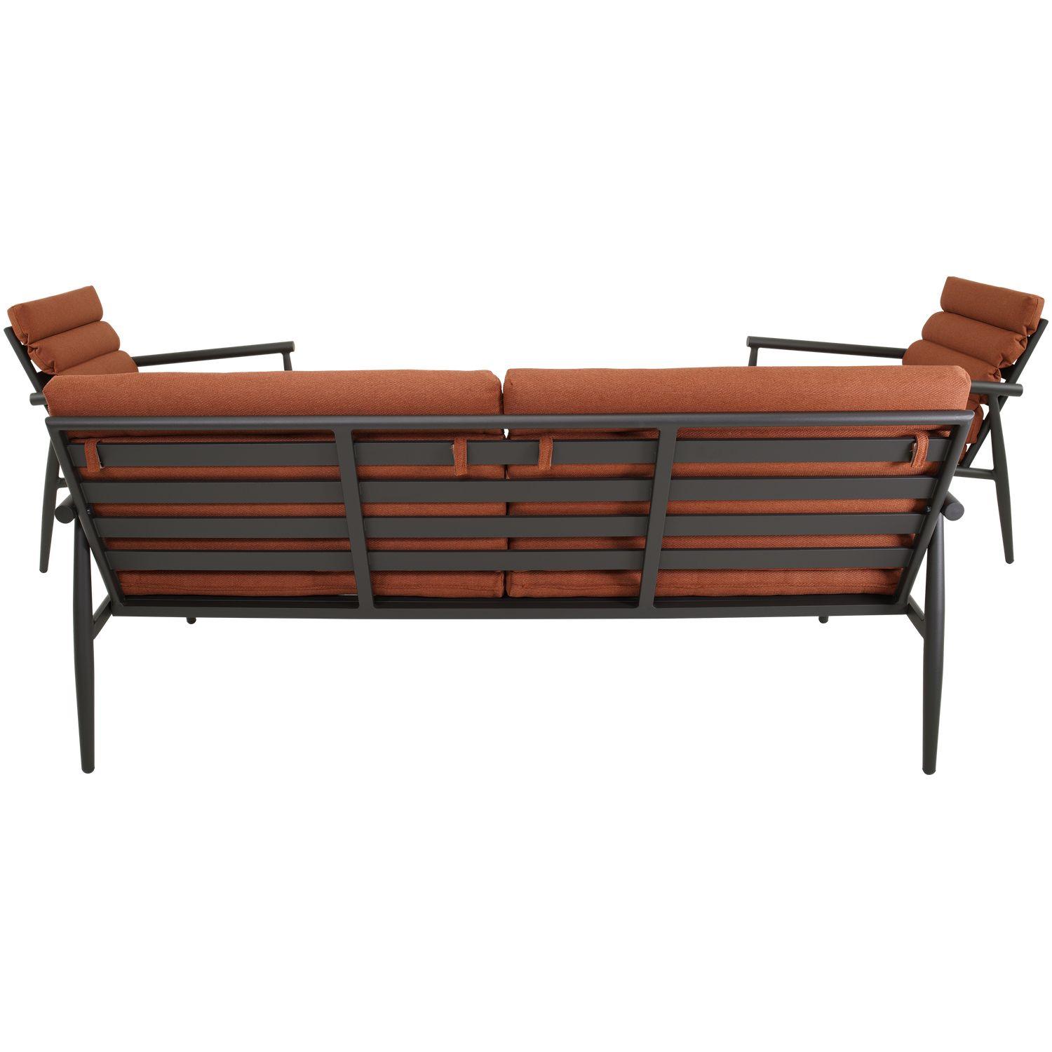 Gartenlounge Charlie Aluminium anthrazit Stoff rot (4-teilig)