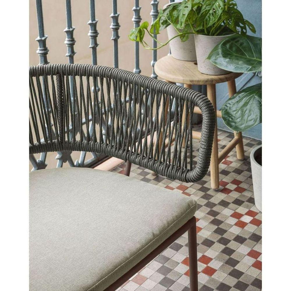 AUSSTELLUNGSSTÜCK Gartenstuhl mit Armlehne Aluminium Seil grün