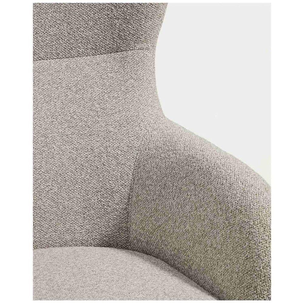 Ohrensessel Adiran dicker Chenille Beige Beinen Eichenholz massiv natur
