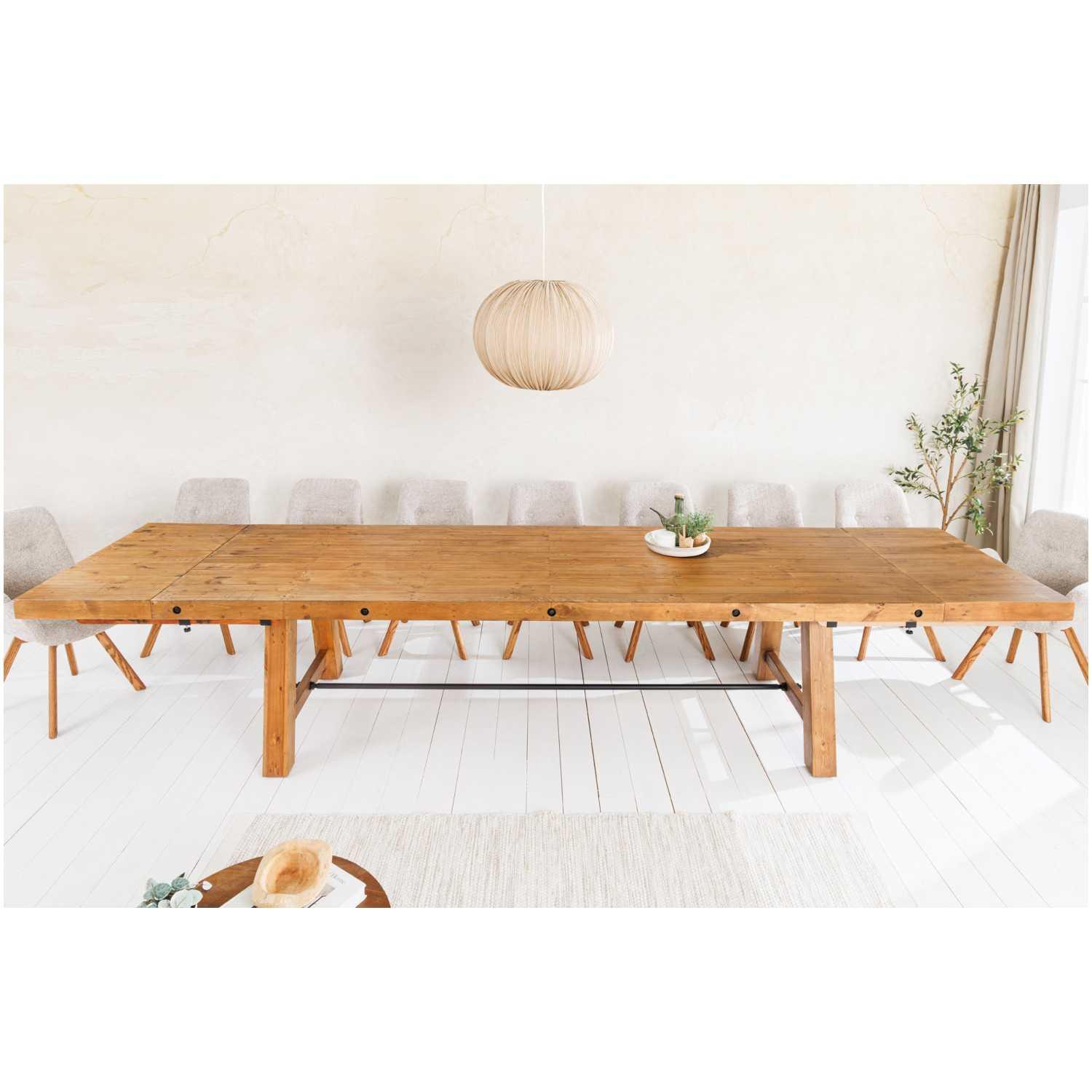 Esstisch ausziehbar Massivholz XL Industry Loft recyceltes Pinienholz braun 300x100