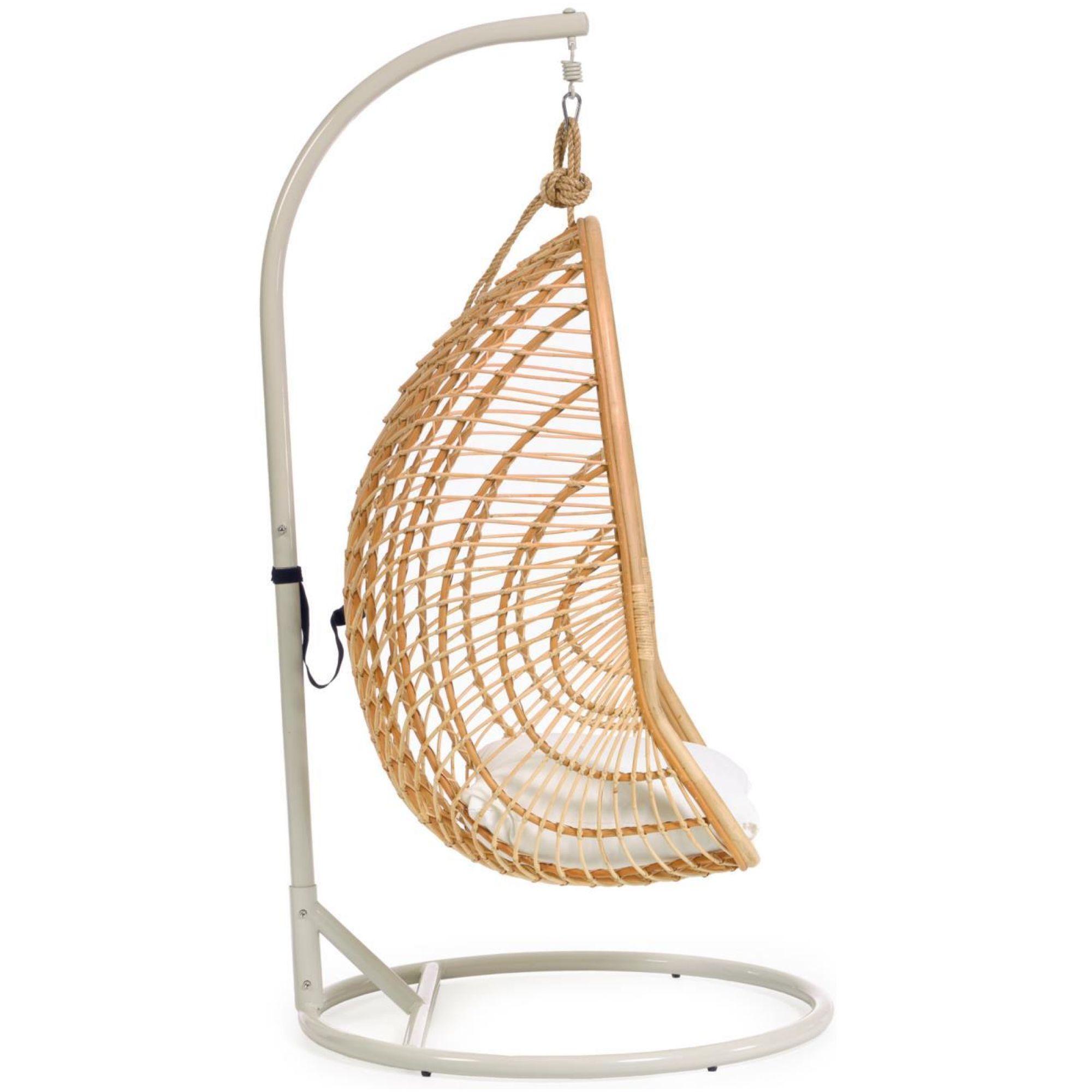Hängesessel Natur Rattan Bali Fuss hellgrau