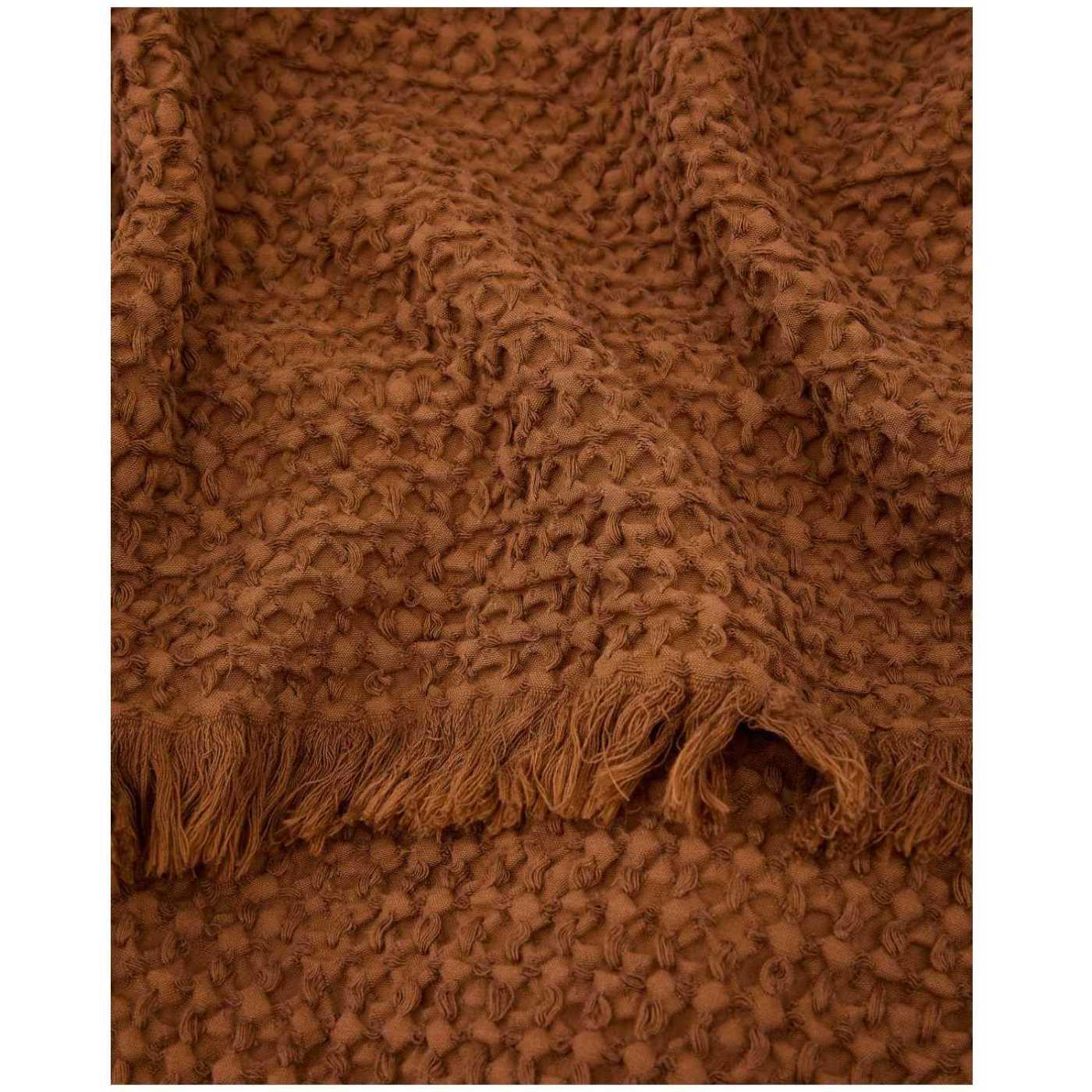 Decke Nulina aus 100% Baumwoll-Waffelpiqué in Dunkelorange 130 x 170 cm