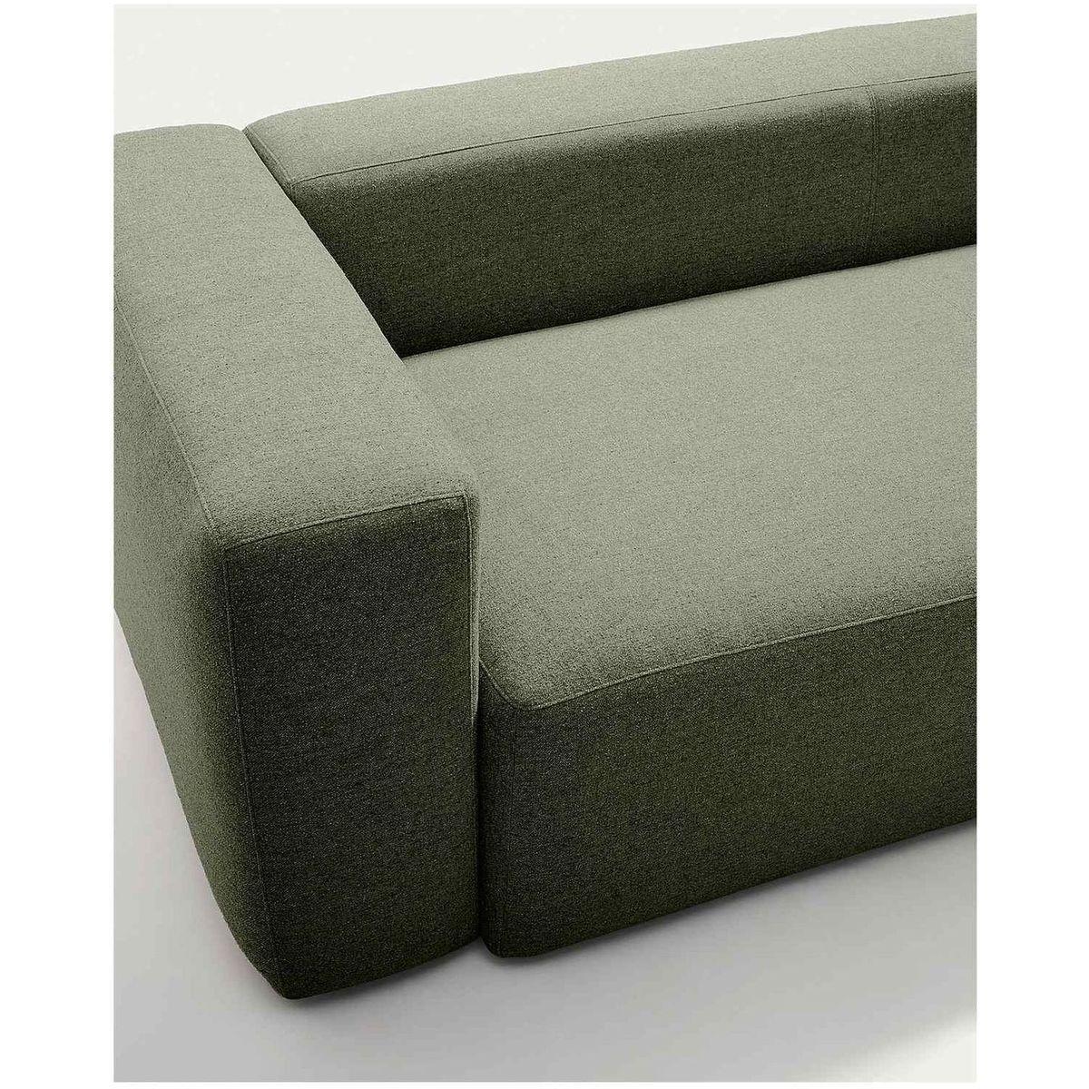 2-Sitzer-Sofa Blok mit Chaiselongue rechts in moosgrüner Chenille 240 cm FSC Mix Credit