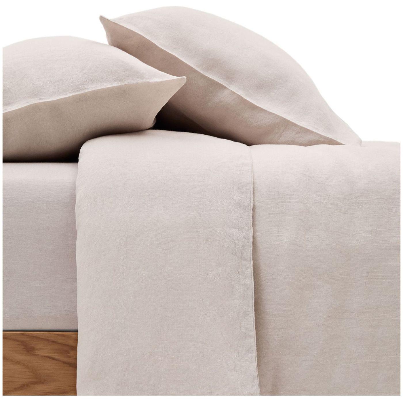 Set Simmel Bezüge für Bettdecke 240x260 Kopfkissen 45x110 Baumwolle Leinen Farbe grau Bett von