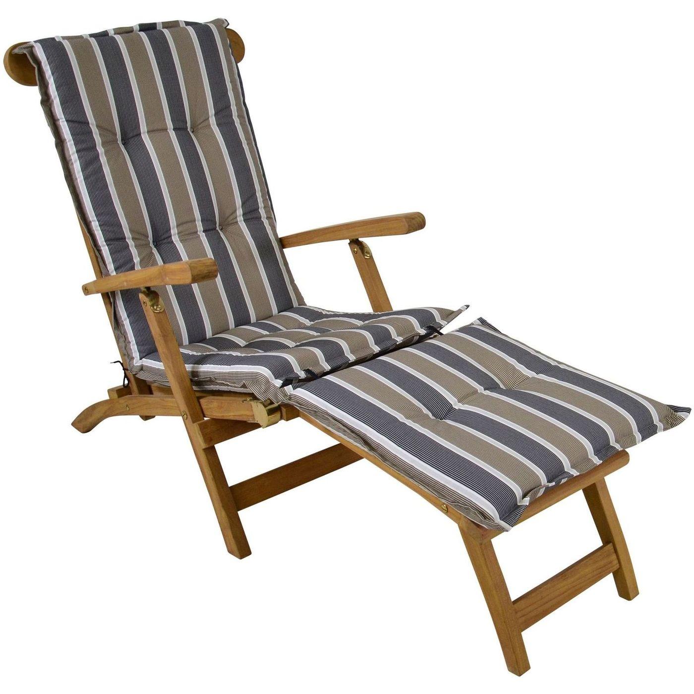 Auflage Deckchair Streifen grau/braun