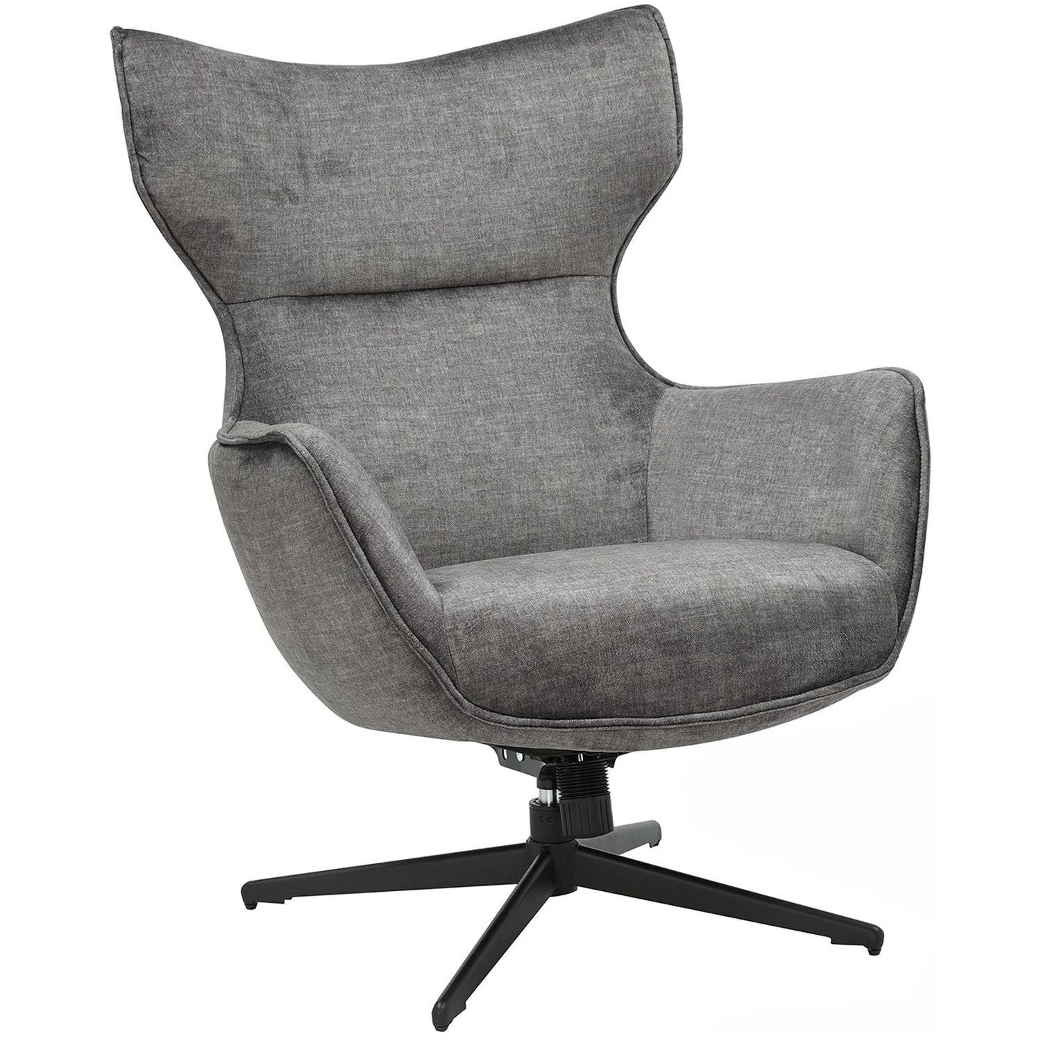Relaxsessel drehbar Vana Samt Stoff grau Metall schwarz