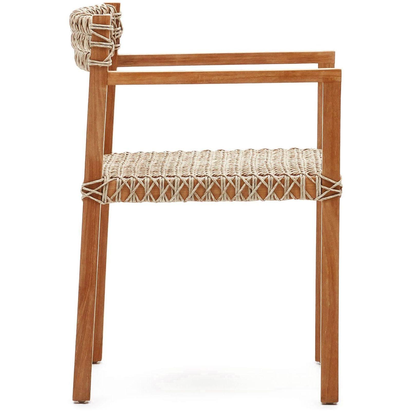 Gartenstuhl mit Armlehne Giverola massives Teakholz Rattan