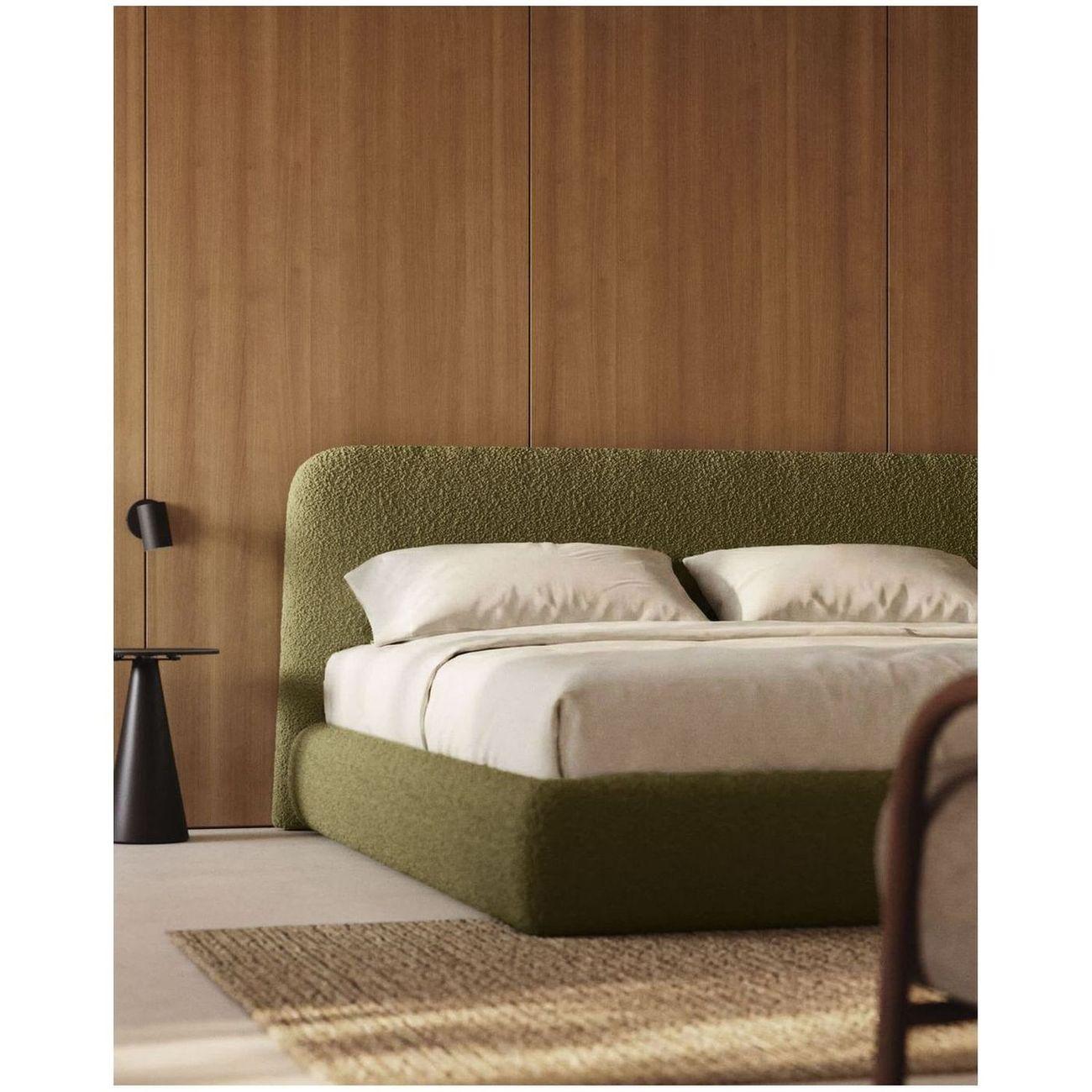 Abziehbares Bett Martina mit dunkelgrünem Lammfellimitat Bouclé - Grösse: 180x200