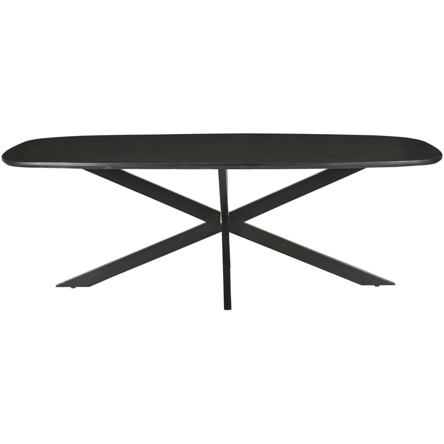 Esstisch abgerundet Lasse Spider Mangoholz rustikal schwarz - Grösse: 210x100