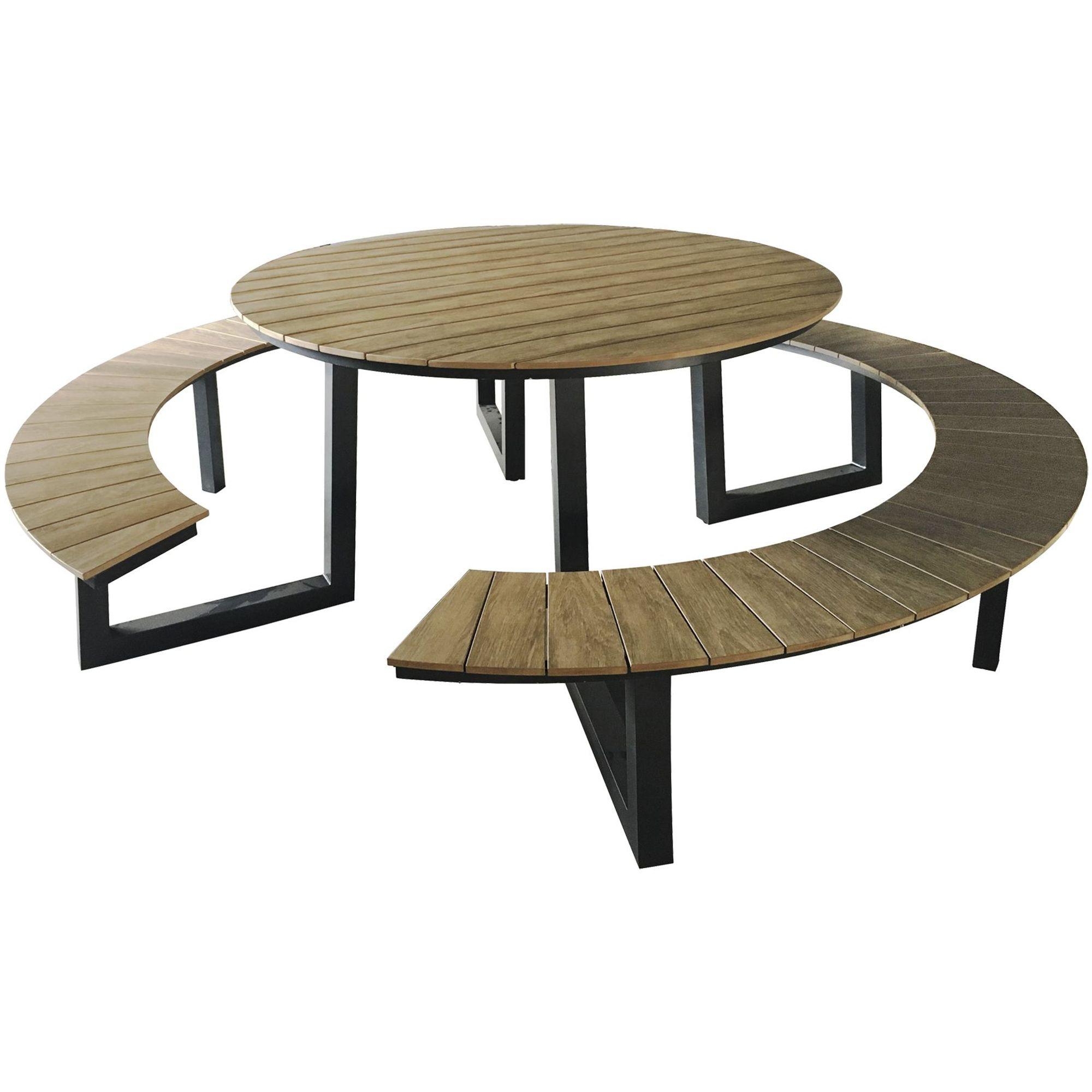 Garten Picknick Tischset rund Aluminium Poly-Holz Piazza